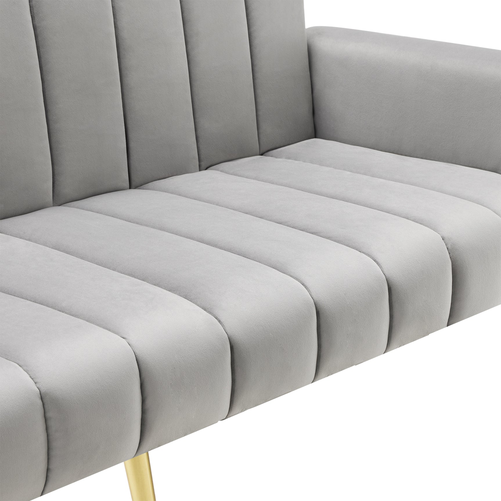 2-Sitzer-Schlafsofa aus dunkelgrauem Stoff mit Seitentaschen, modernes Schlafsofa