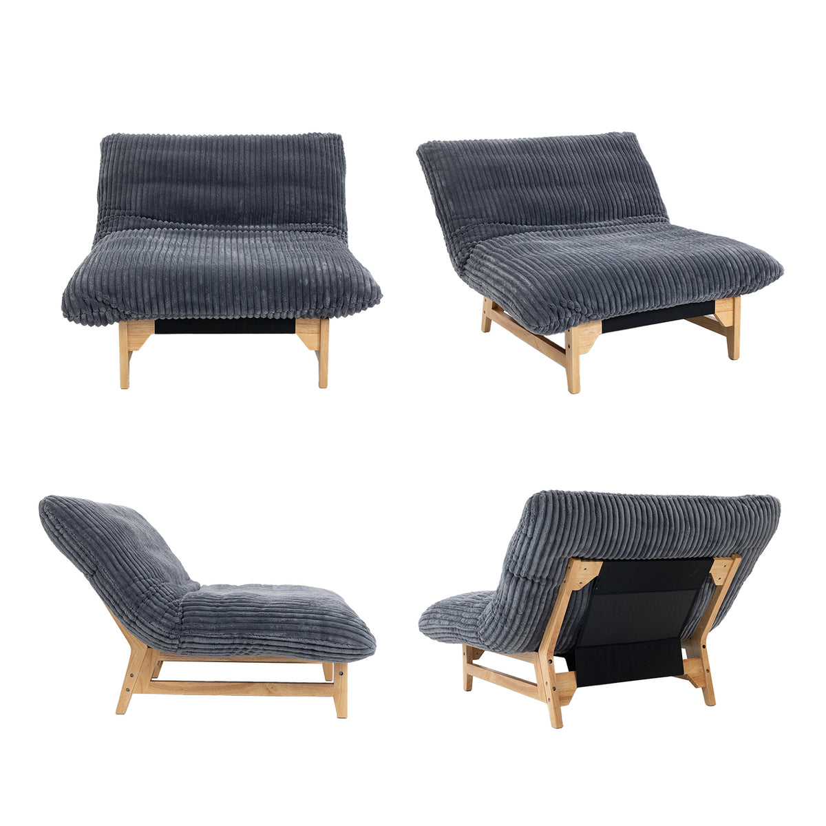 Lounge armchair with armrests in beige corduroy - DOMCO