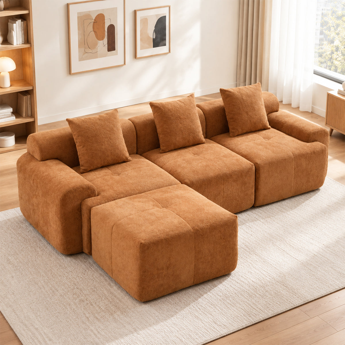 2-Sitzer-Schlafsofa aus dunkelgrauem Stoff mit Seitentaschen, modernes Schlafsofa