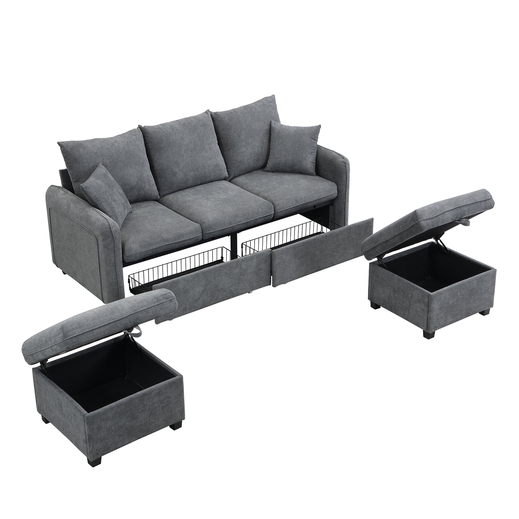 2-seater sofa in beige fabric Scandinavian style - AHBARM