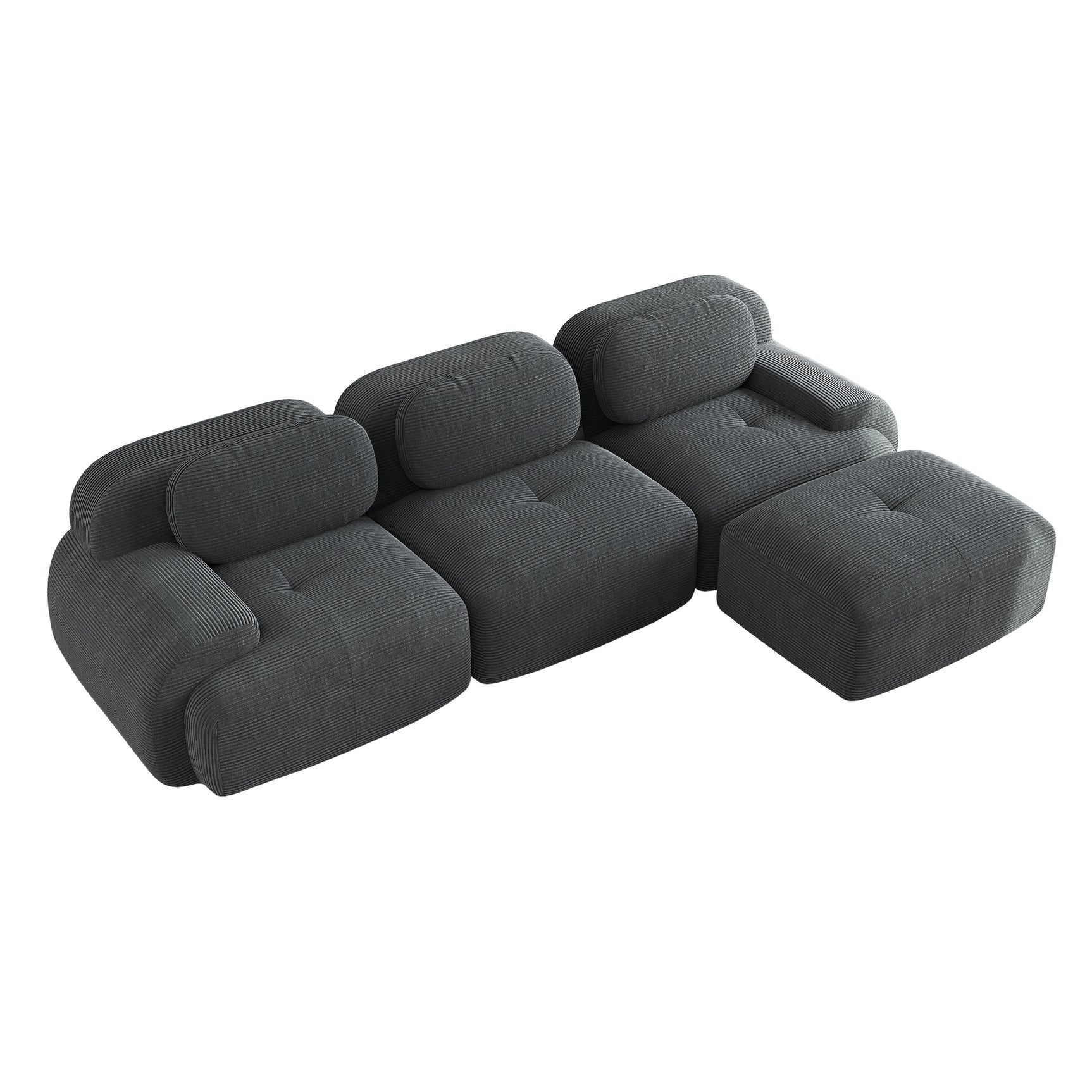 2-Sitzer-Schlafsofa aus dunkelgrauem Stoff mit Seitentaschen, modernes Schlafsofa