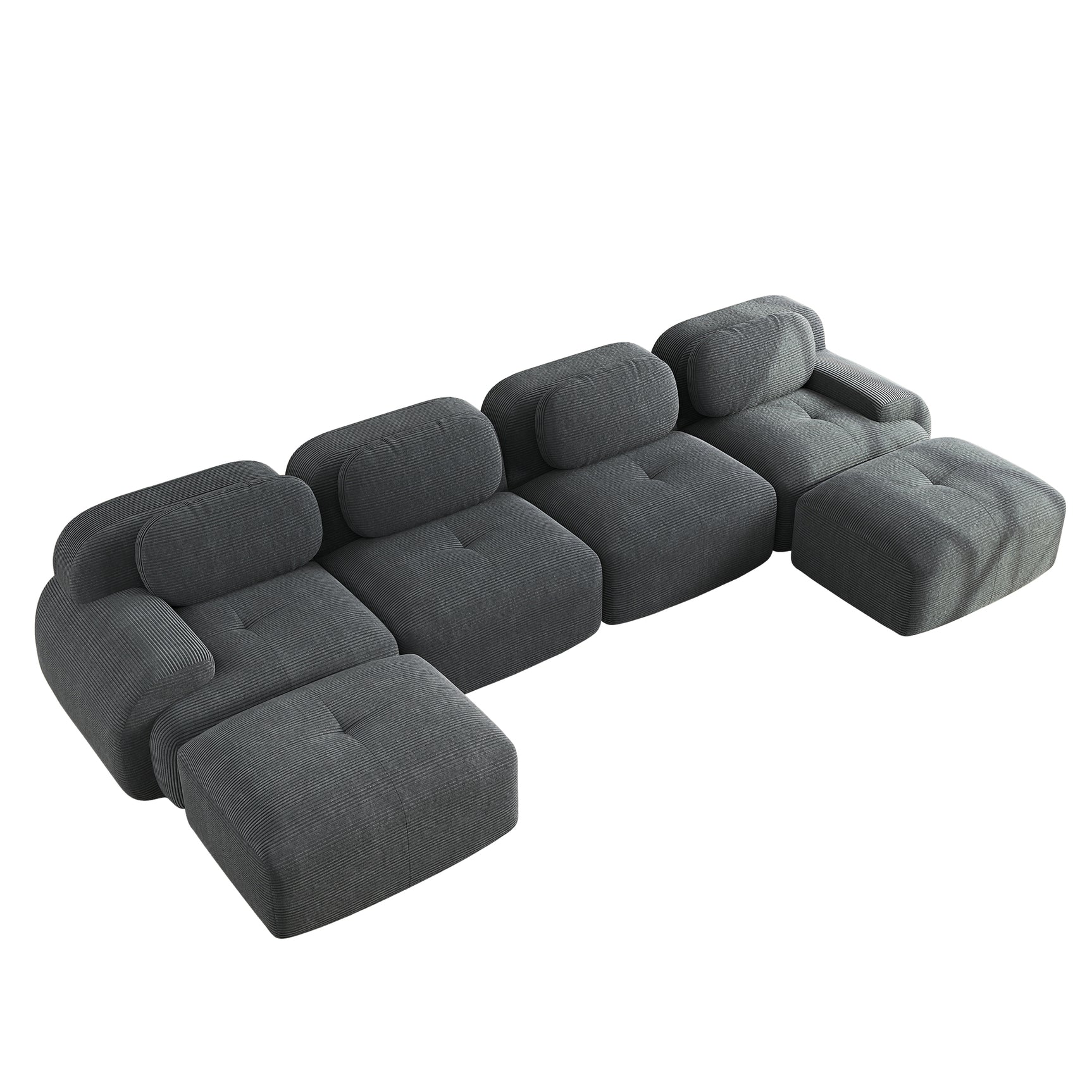 2-seater sofa bed in dark gray fabric with side pockets, modern convertible sofa