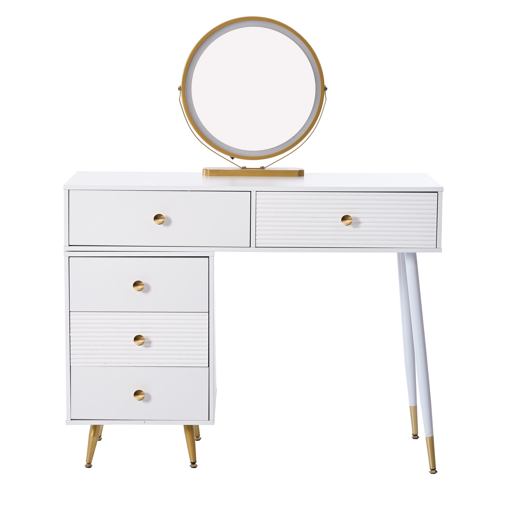 Ensemble coiffeuse élégante avec miroir HD rétroéclairé par LED, meuble latéral réglable et tiroir coulissant, 100 x 40 x 78 cm