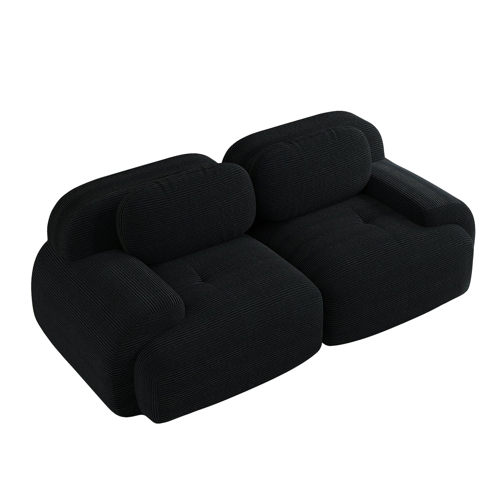 2-seater sofa bed in dark gray fabric with side pockets, modern convertible sofa