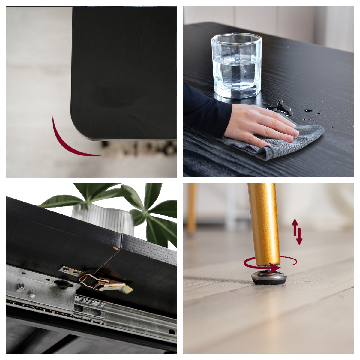 Ensemble de salle à manger comprenant une table extensible et 4 chaises en suédine marron