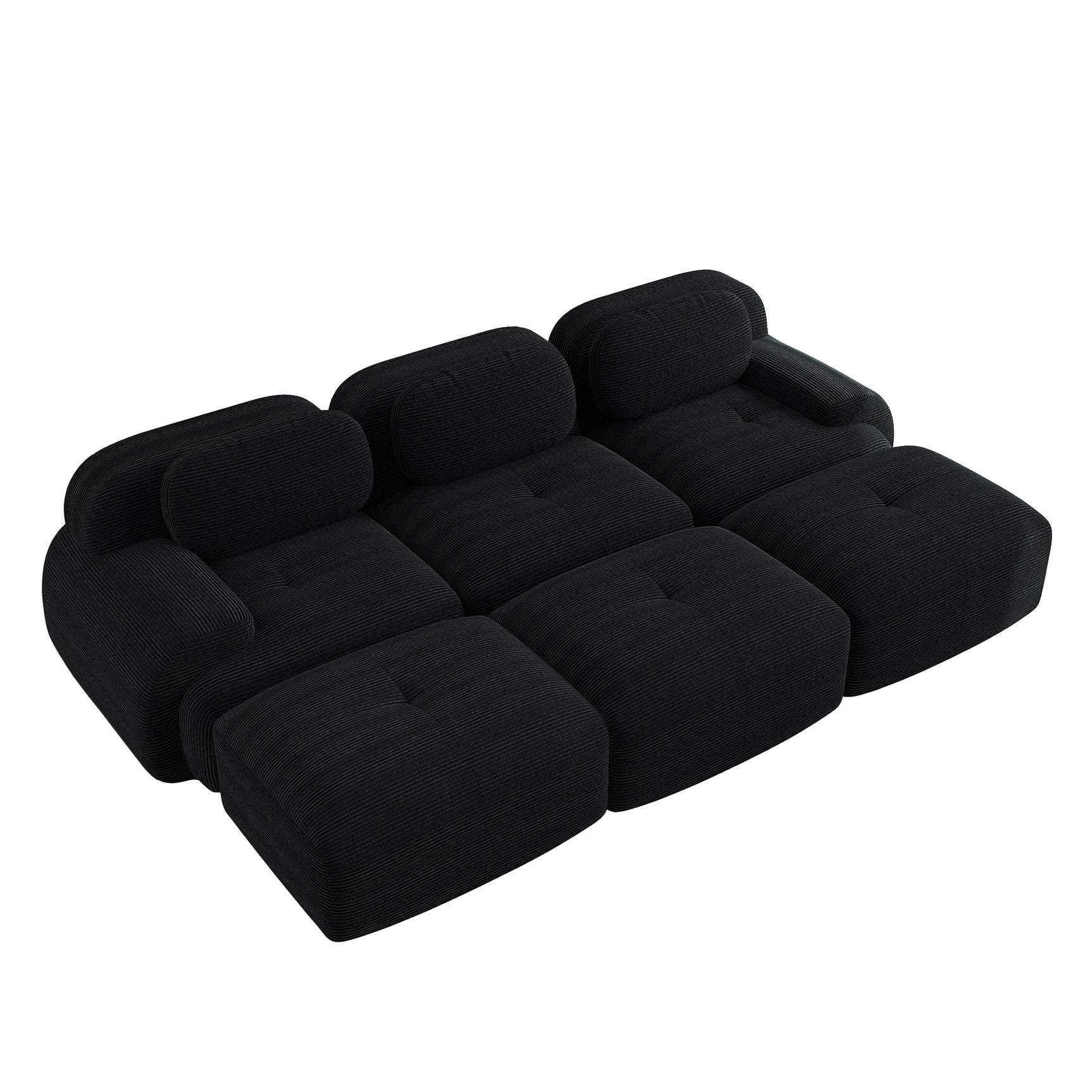2-seater sofa bed in dark gray fabric with side pockets, modern convertible sofa