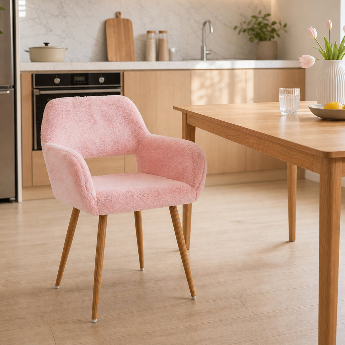 Scandinavian dining chair with black fabric armrests - CROMWELL BLACK Ⅰ