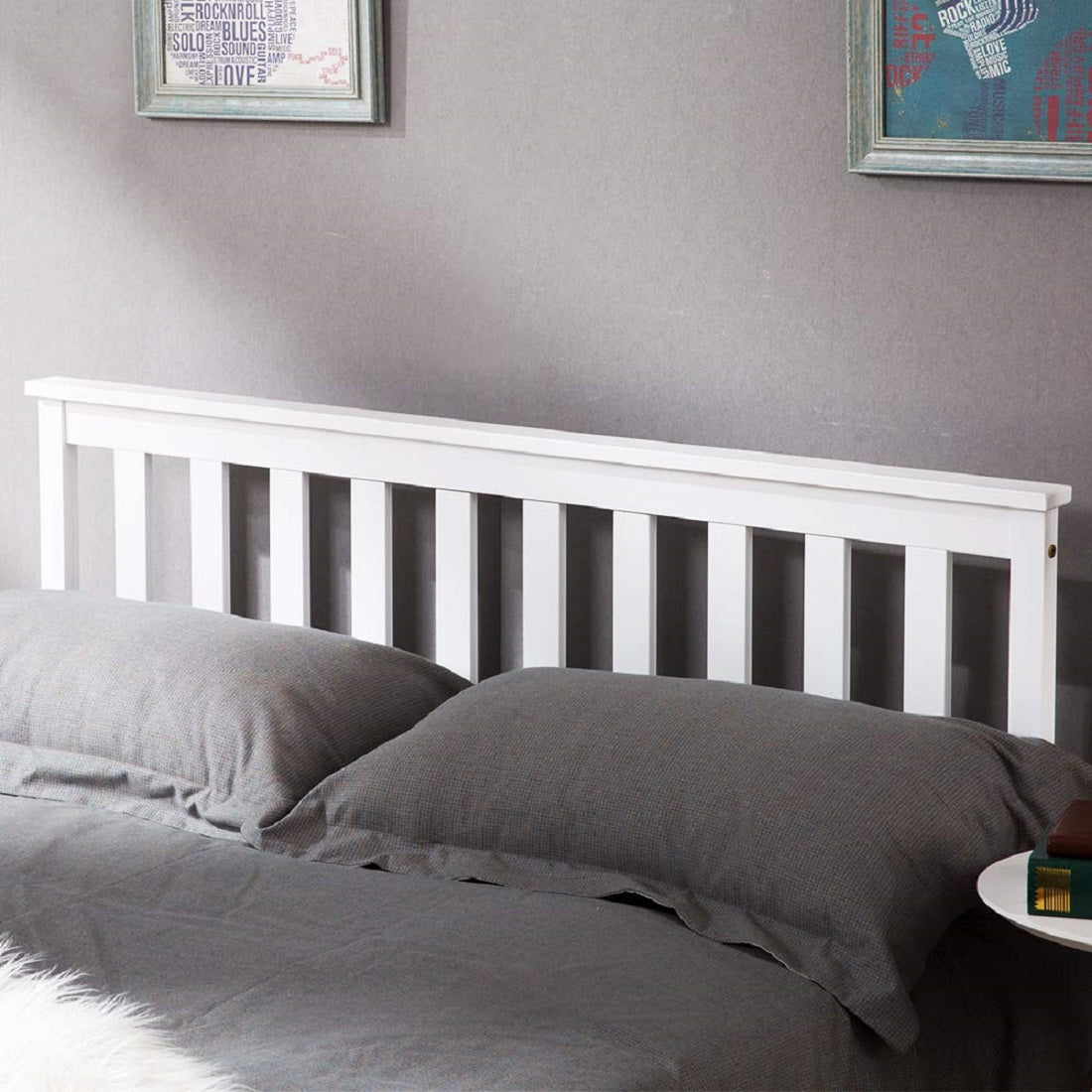 Doppelbett 140x200 cm in massivem weißen Kiefernholz mit geschmierigen Boxspring - robustes und elegantes Design für Erwachsene und Kinder (ohne Matratzen)