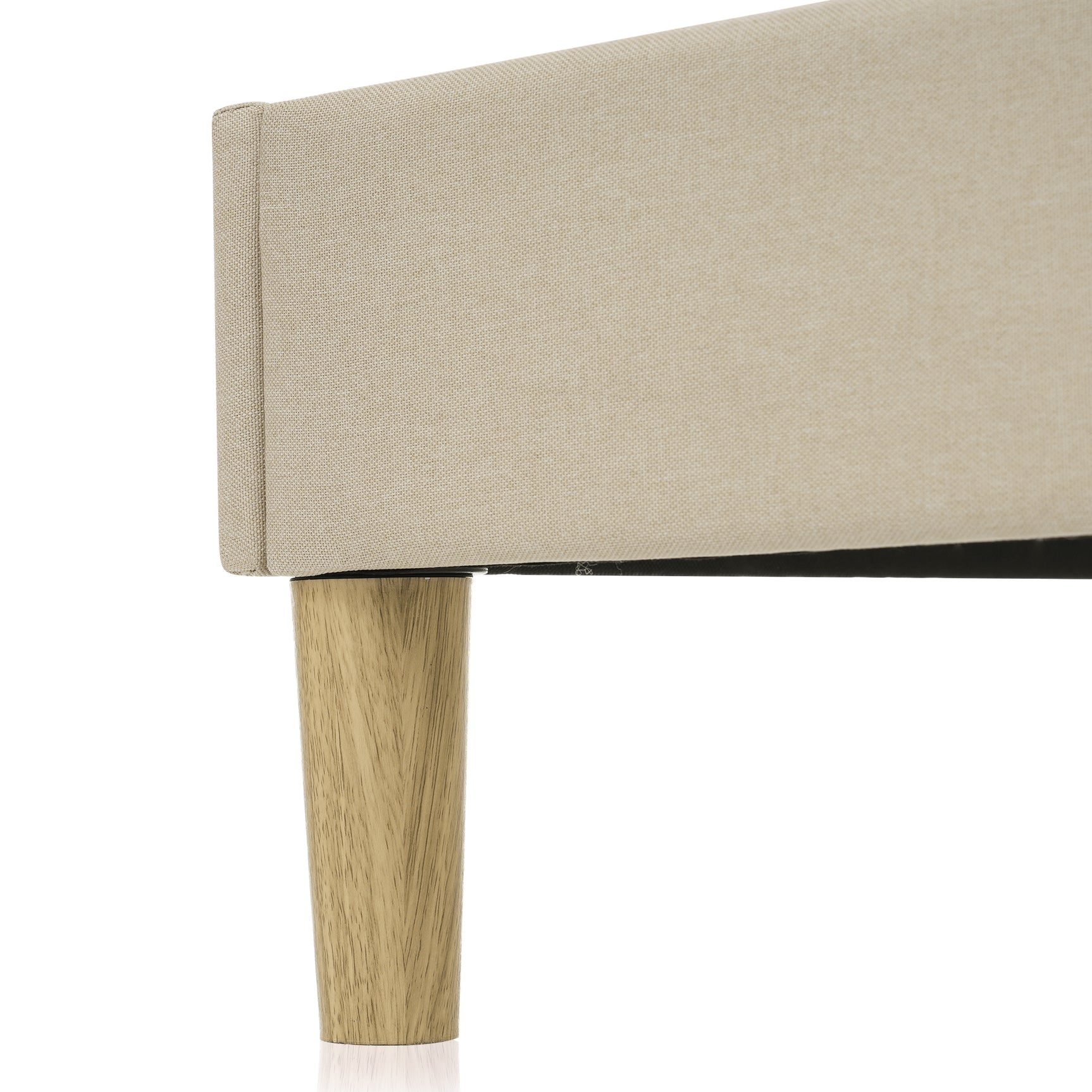 LED -gepolstertes Doppelbett 140 × 200 cm in beige Leinen mit einstellbarem Kopfteil und Basis (ohne Matratzen)
