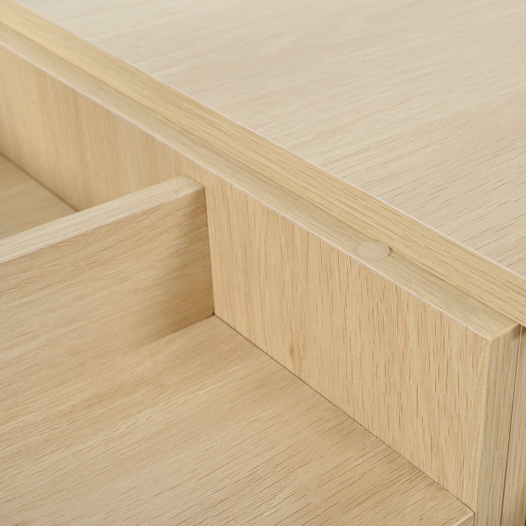 Coiffeuse en bois avec miroir rabattable, 3 tiroirs de rangement et design naturel blanc �100x40x78 cm