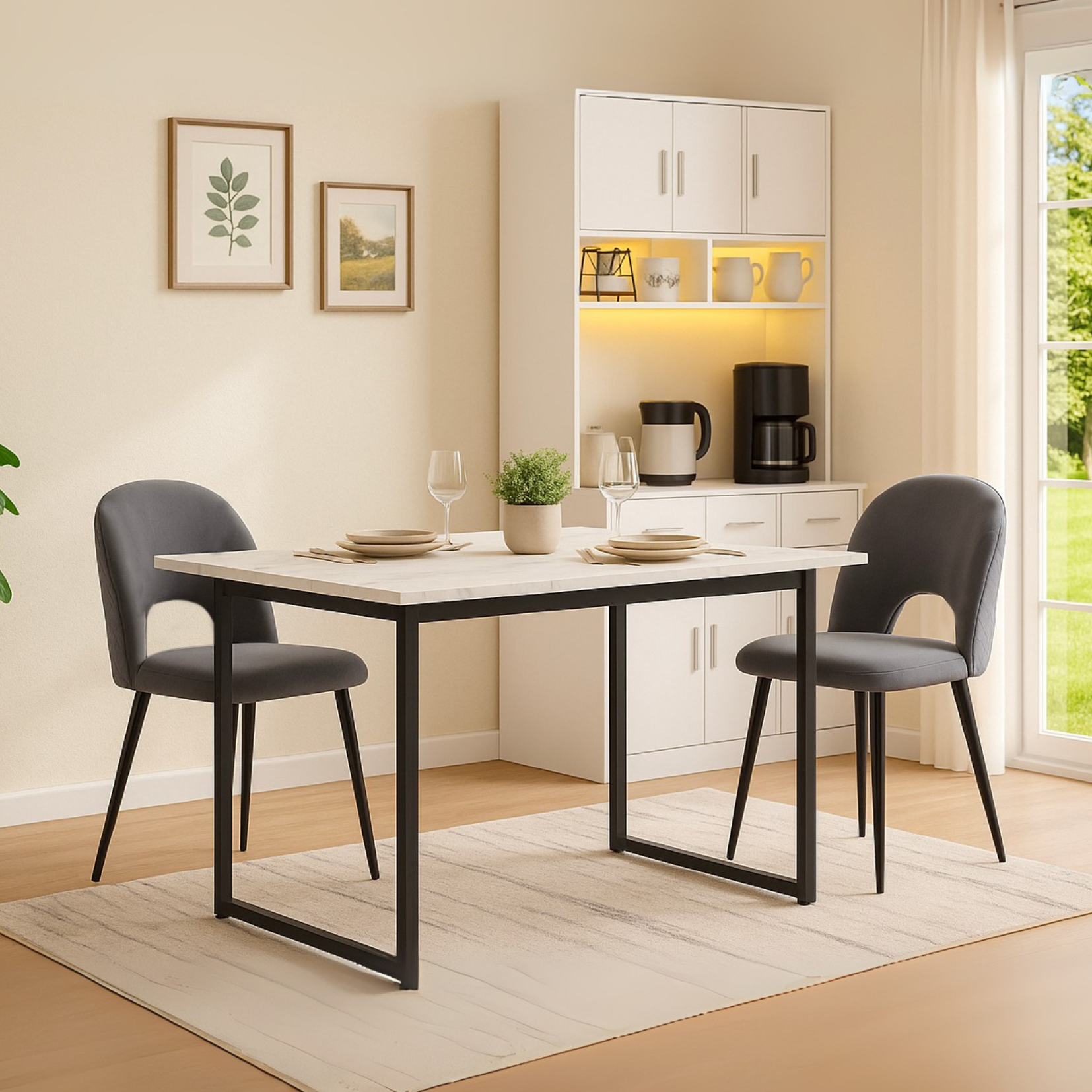 Buffet de cuisine multifonction 100x40x180 cm en MDF blanc avec LED télécommandées, prises électriques, ports USB, tiroirs et étagères réglables