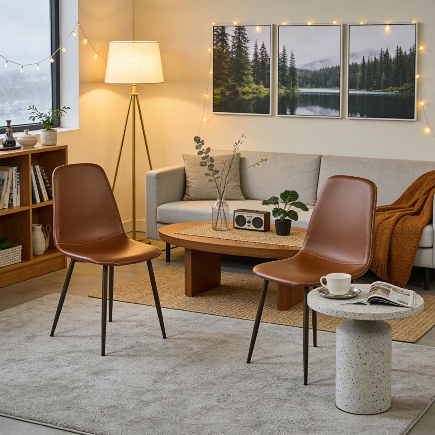 Set of 4 industrial dining chairs in suede - Charlton