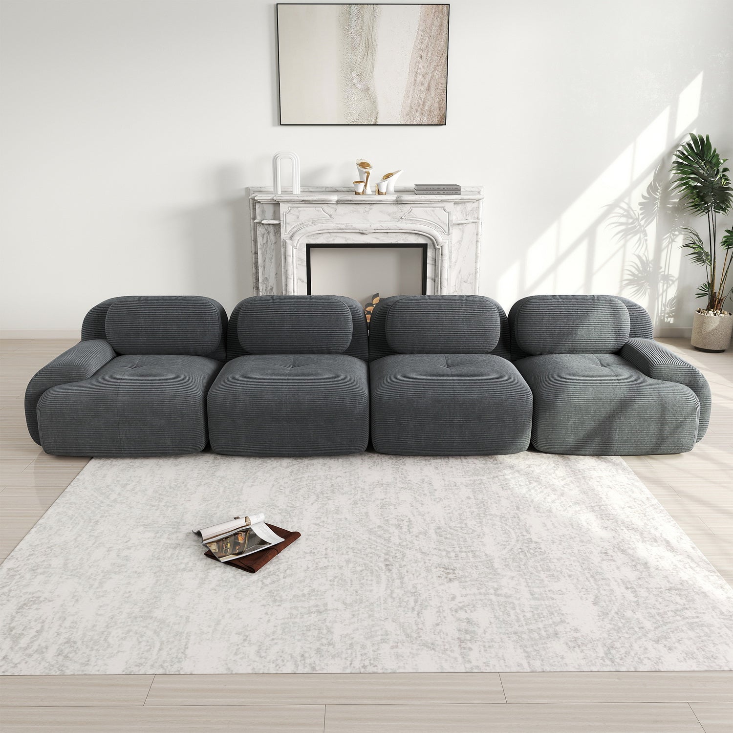 2-Sitzer-Schlafsofa aus dunkelgrauem Stoff mit Seitentaschen, modernes Schlafsofa