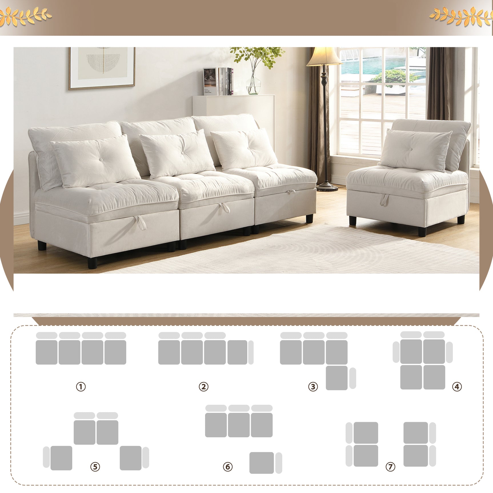 2-Sitzer-Sofa aus beigem Stoff im skandinavischen Stil – AHBARM
