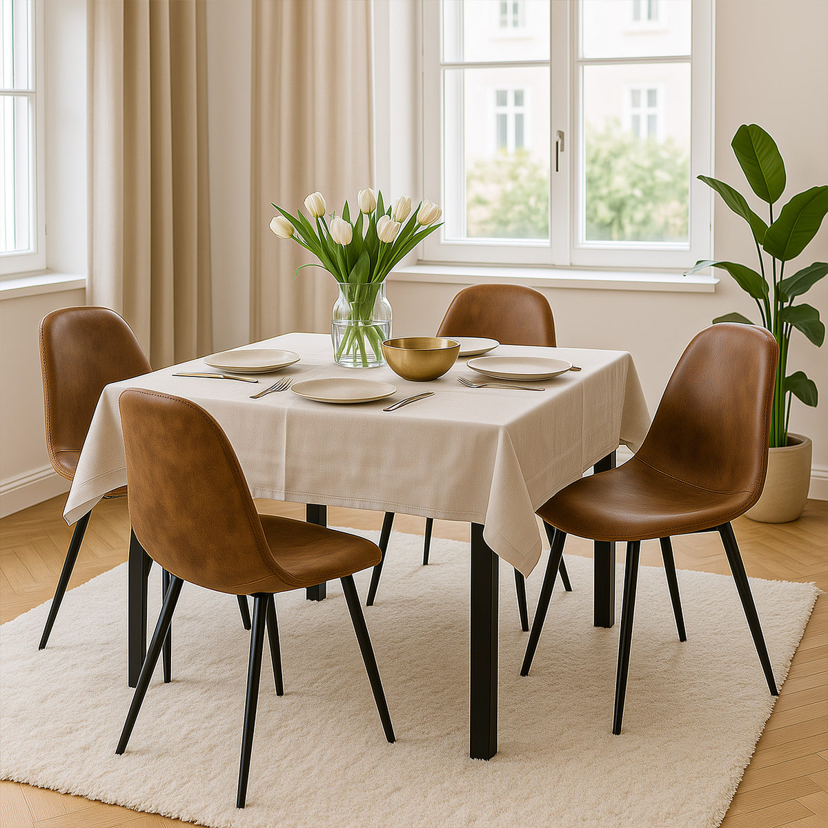 Set of 4 industrial dining chairs in suede - Charlton