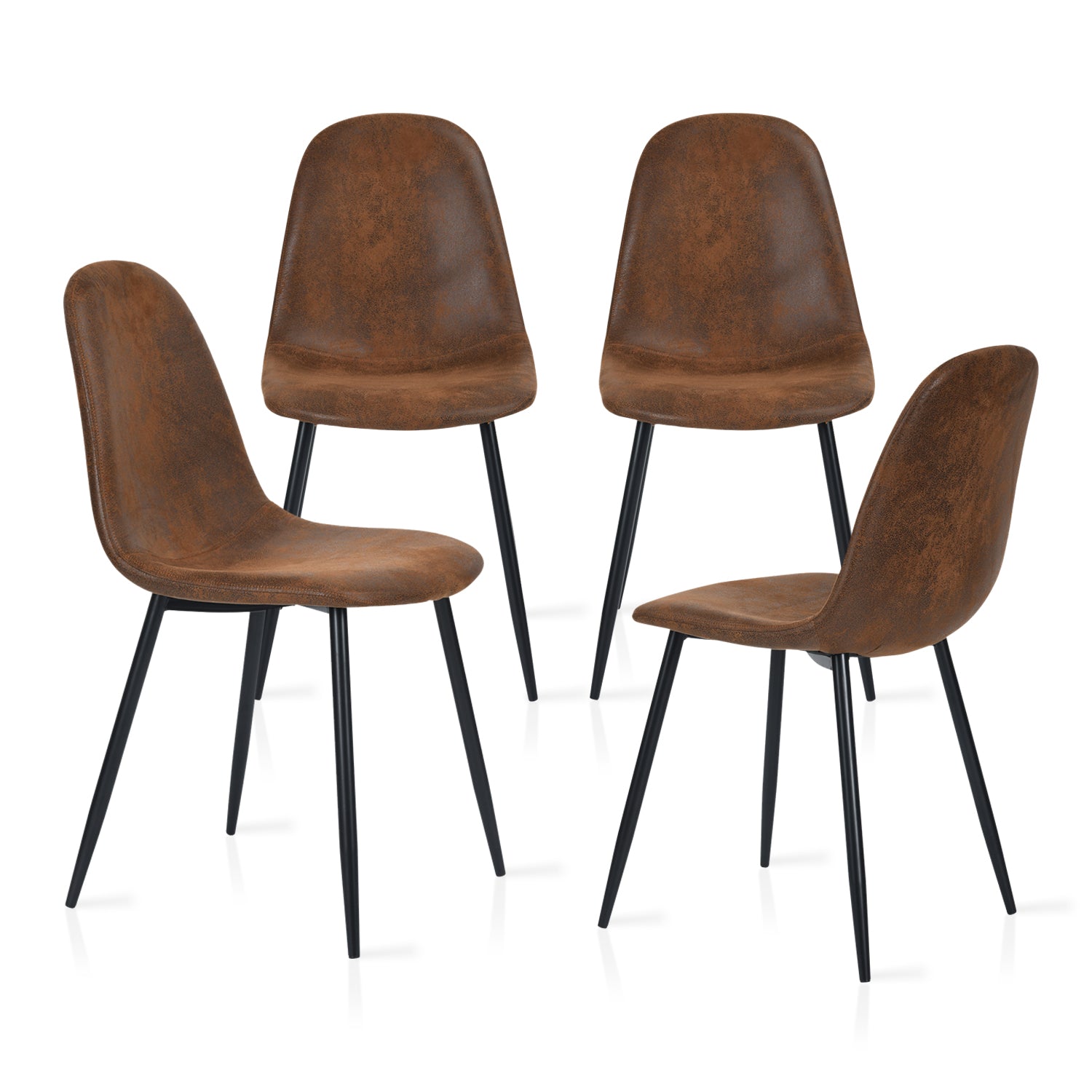 Lot de 4 chaises de salle à manger industrielles en suédine - CHARLTON