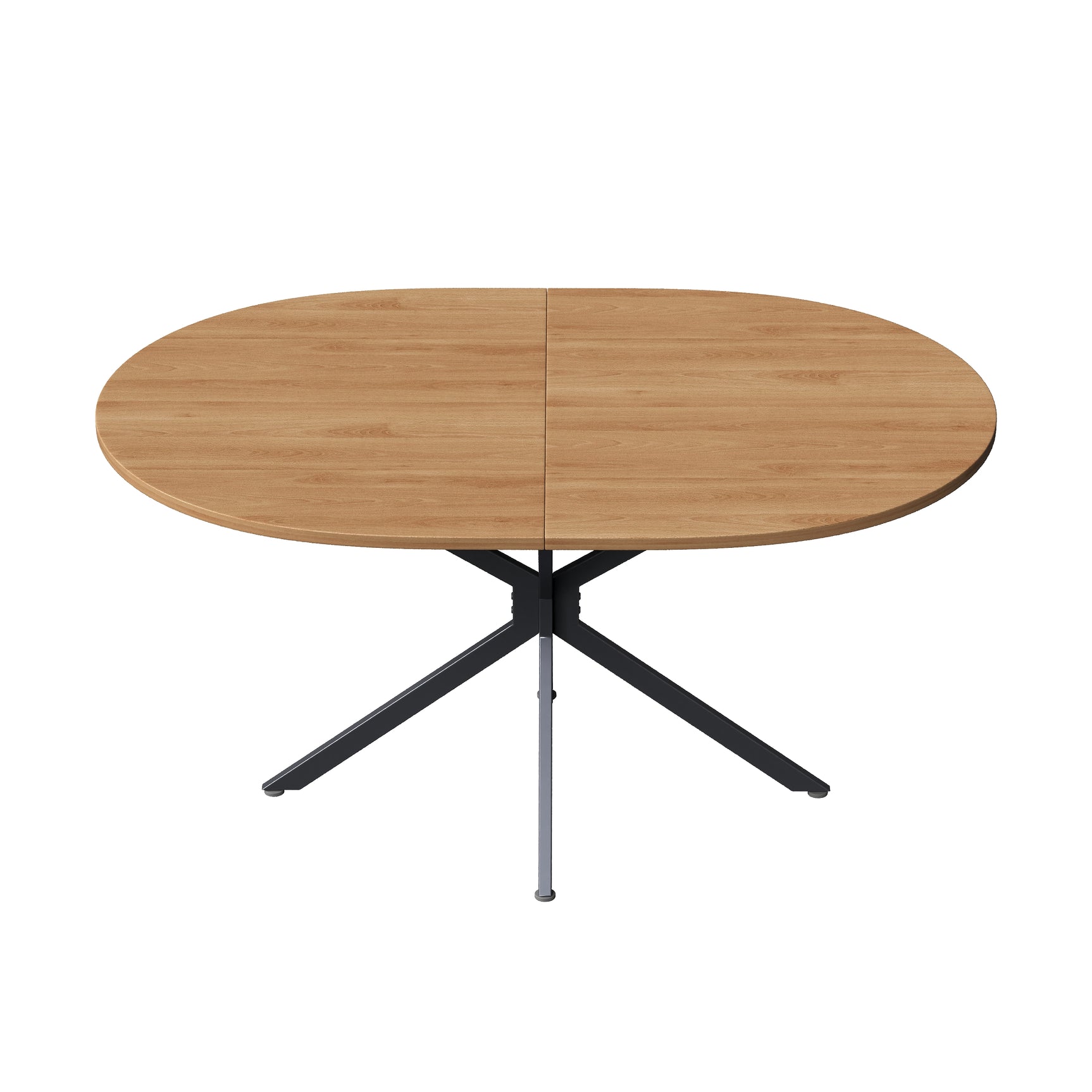 Table à manger ovale aspect naturel avec pieds métalliques en croix pour 4 à 6 personnes