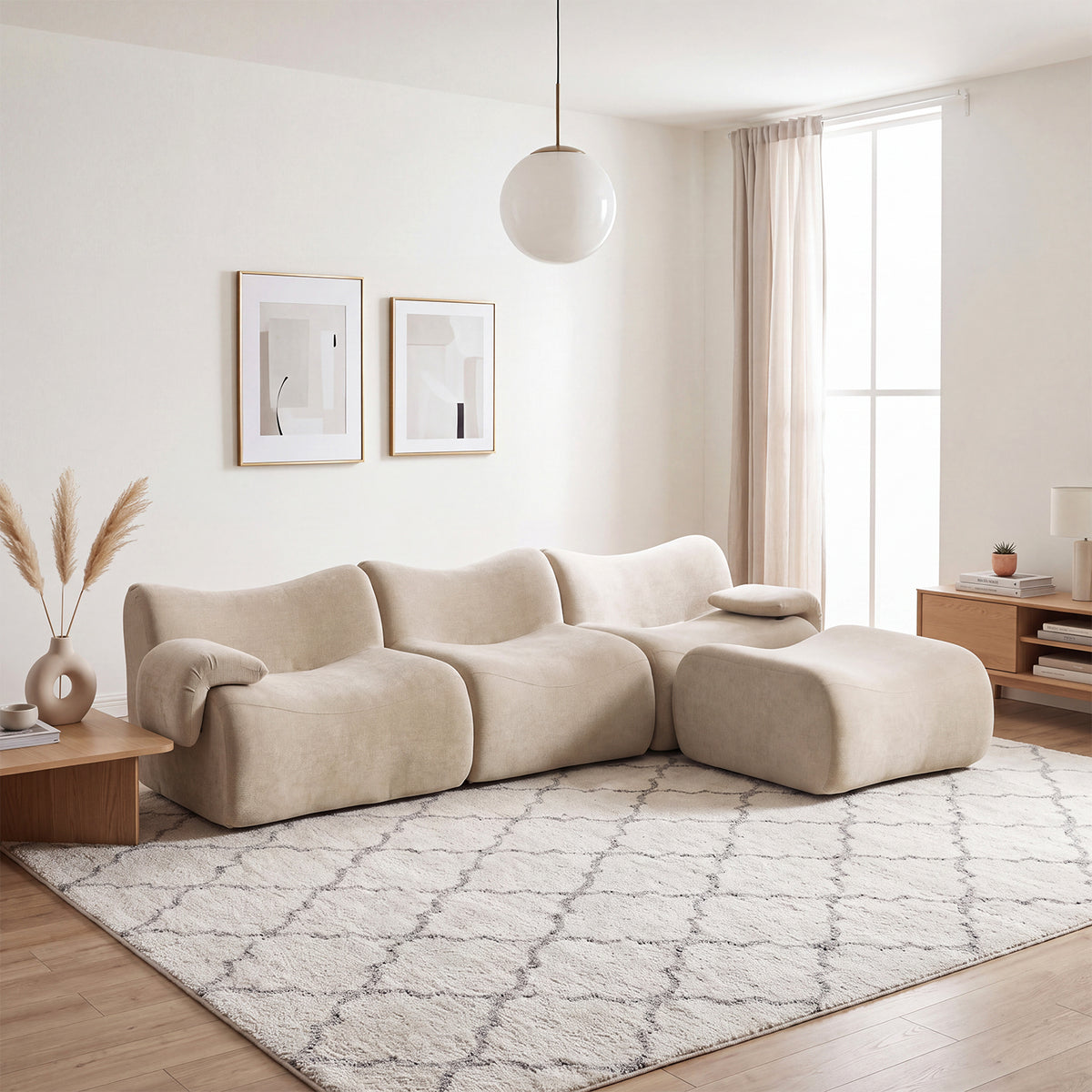 Canapé modulaire chenille kaki 3 place