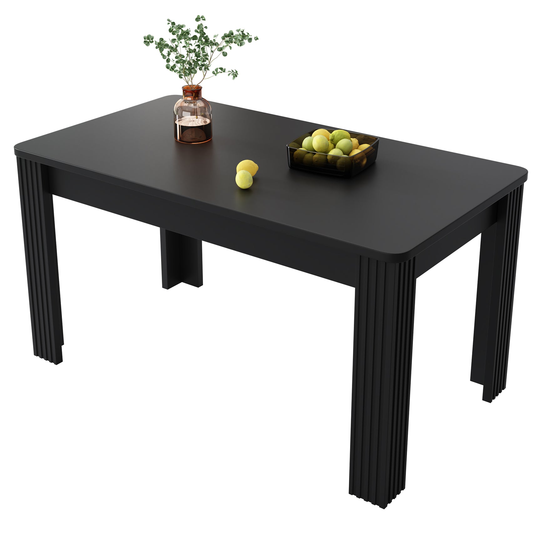 Table à manger rectangulaire noire à quatre pieds style minimaliste