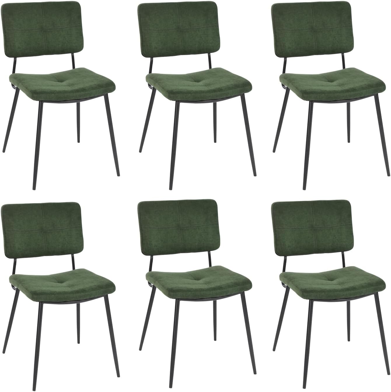 Lot de 6 chaises de salle à manger industrielles en tissu vert - KAROMI
