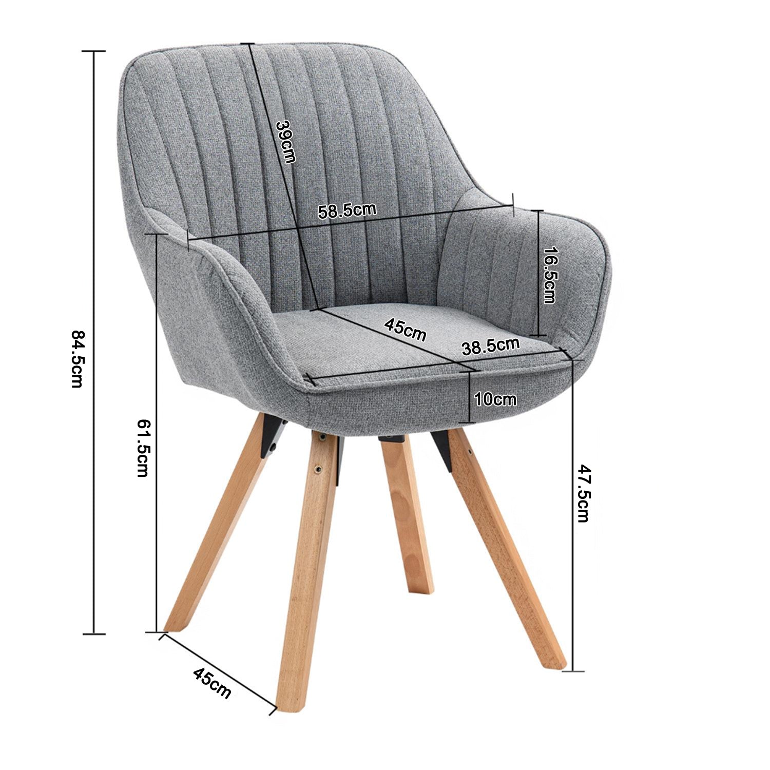 Lot de 2 chaises de salle à manger confortables en tissu gris pivotantes 360° - CARSON FABRIC GREY 2PCS