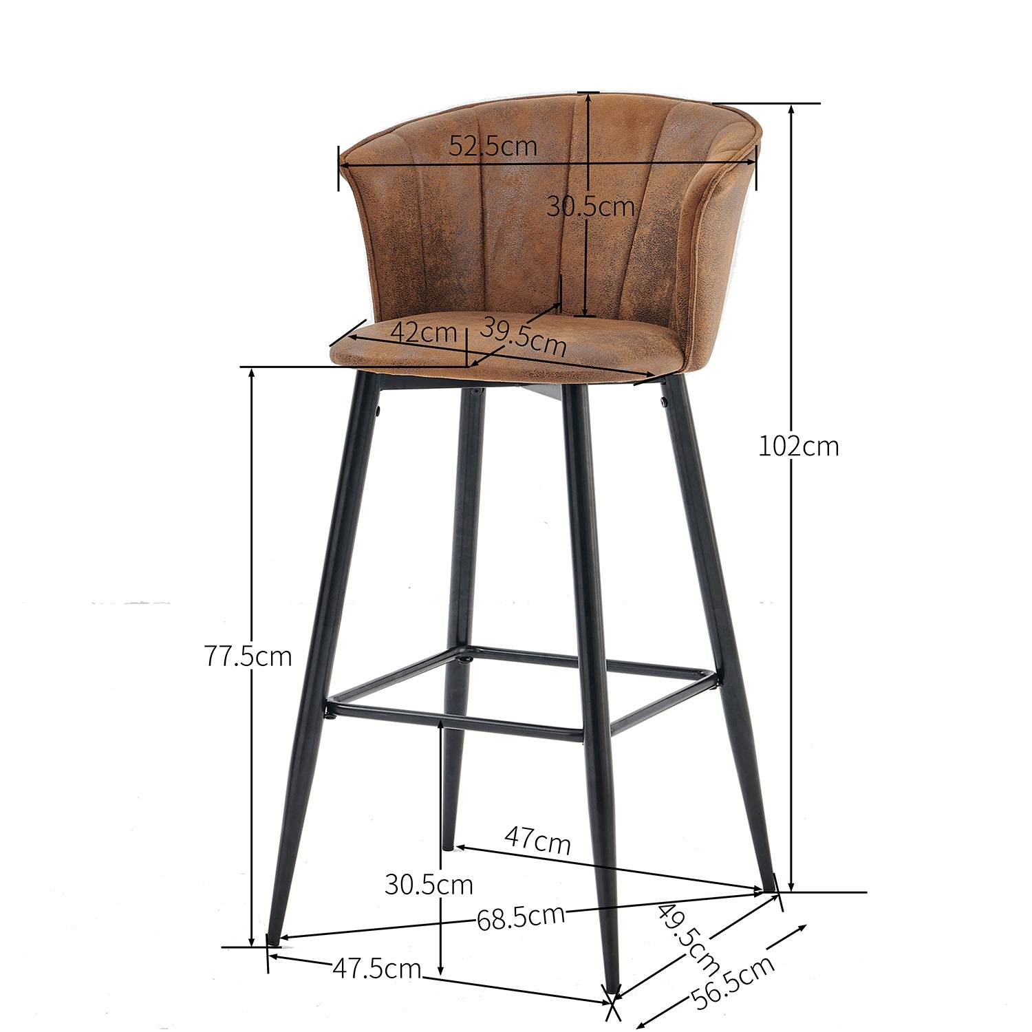 Set of 6 industrial bar stools with armrests and Sweden file - Dononic Bar