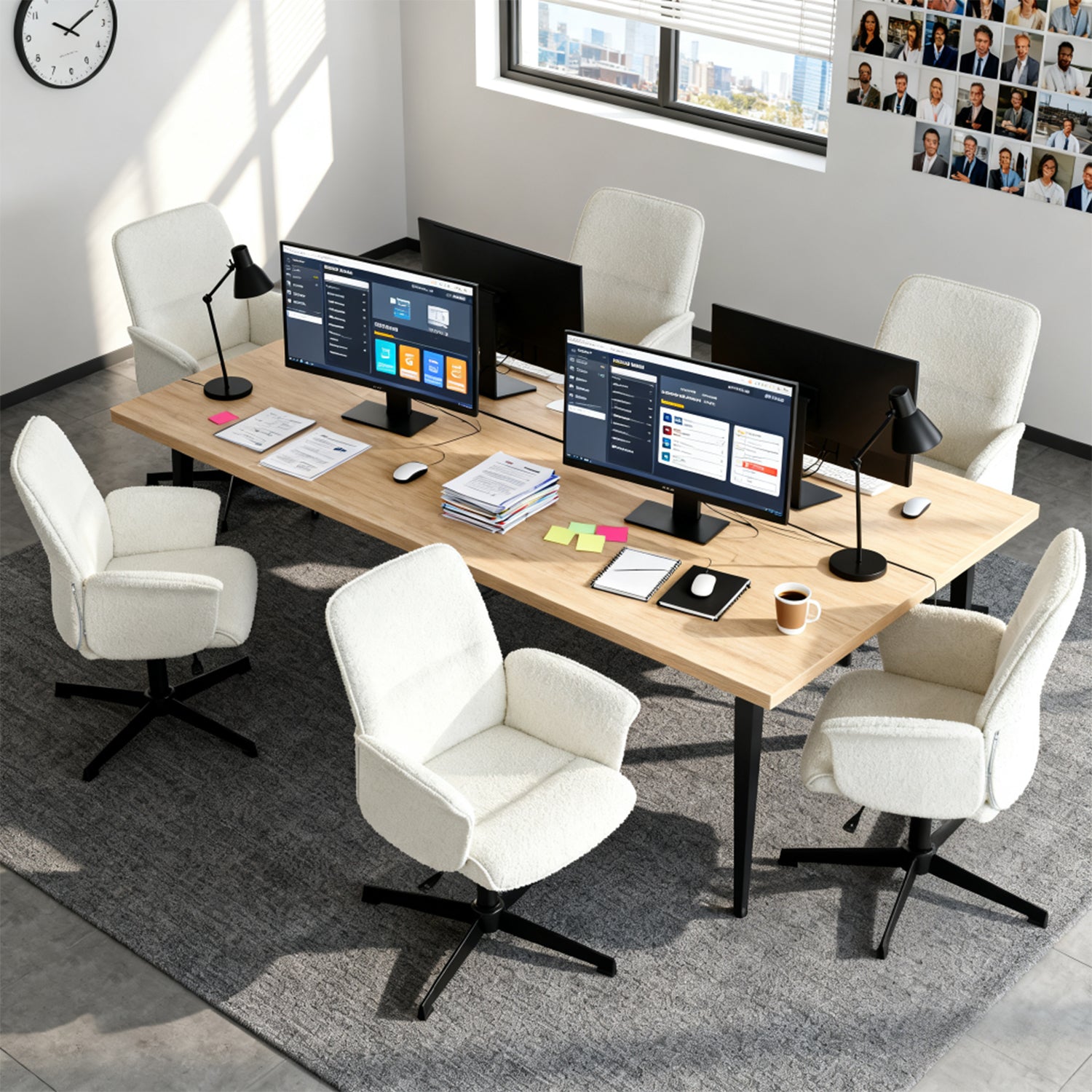 Einstellbare ergonomische Büro -Sessel mit Stoff Armlehnen weiße Schleife - Thomasina