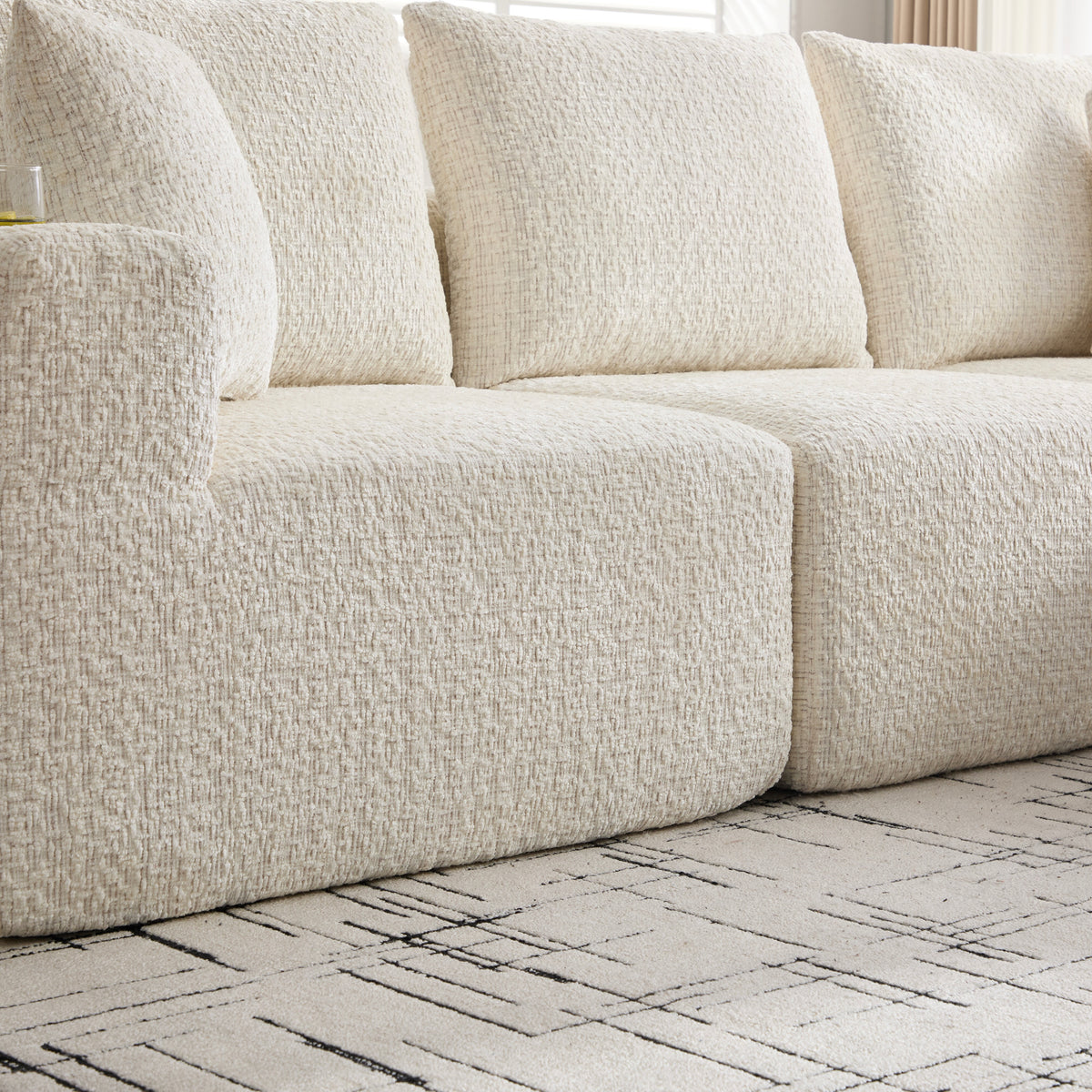 2-Sitzer-Schlafsofa aus dunkelgrauem Stoff mit Seitentaschen, modernes Schlafsofa
