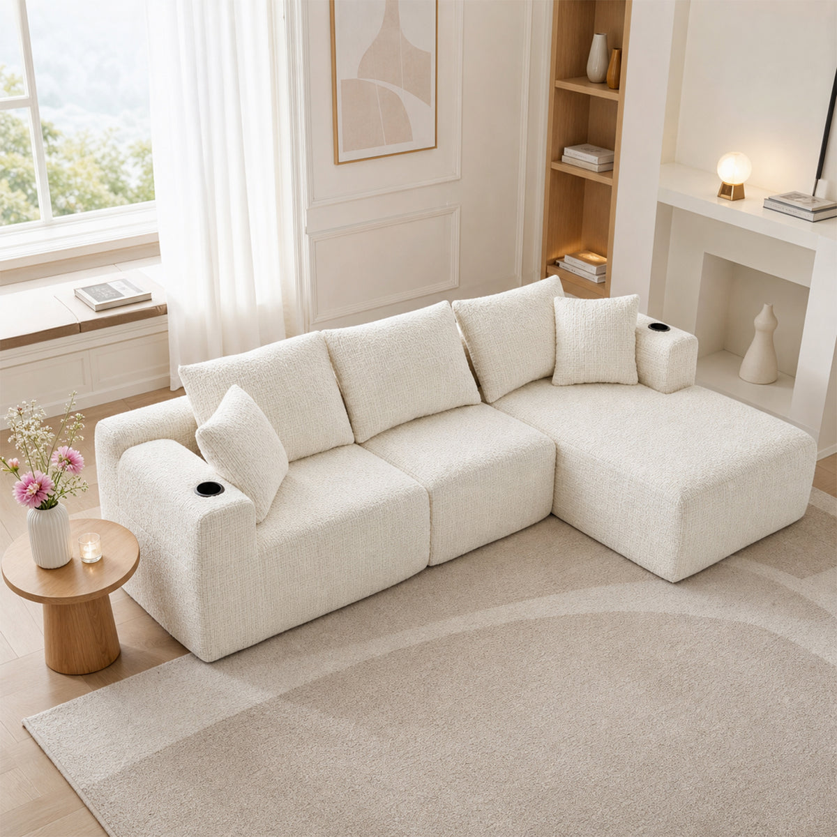 2-Sitzer-Schlafsofa aus dunkelgrauem Stoff mit Seitentaschen, modernes Schlafsofa