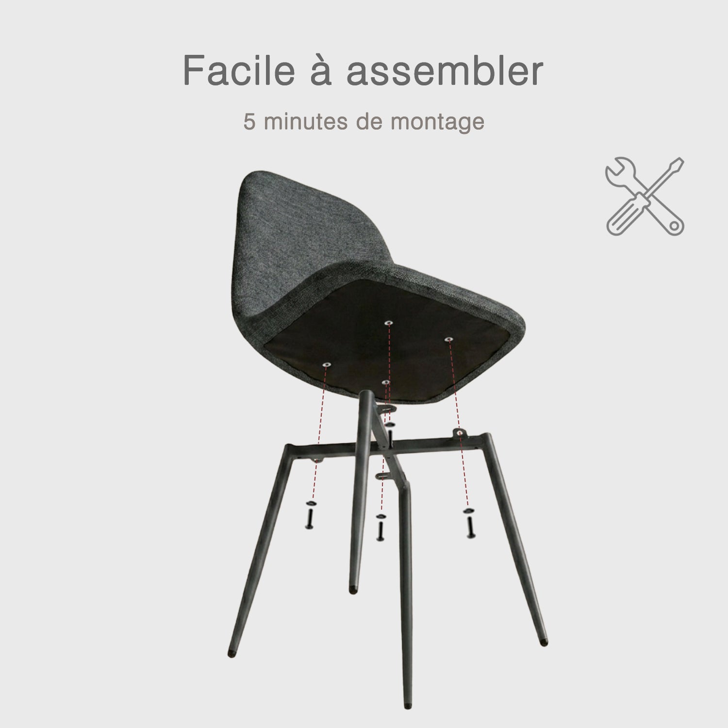 Ensemble de salle à manger de style scandinave comprenant une table ronde en chêne et 4 chaises gris