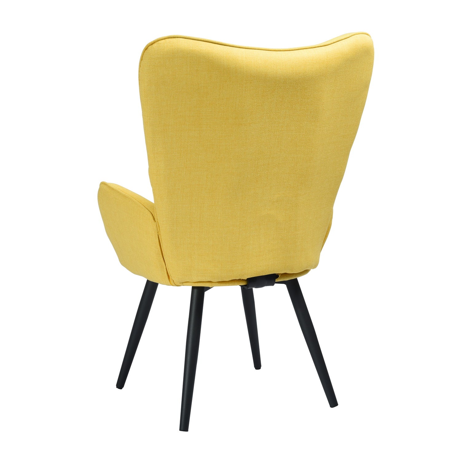Scandinavian armchair with armrests in yellow fabric with stitching - bogdan