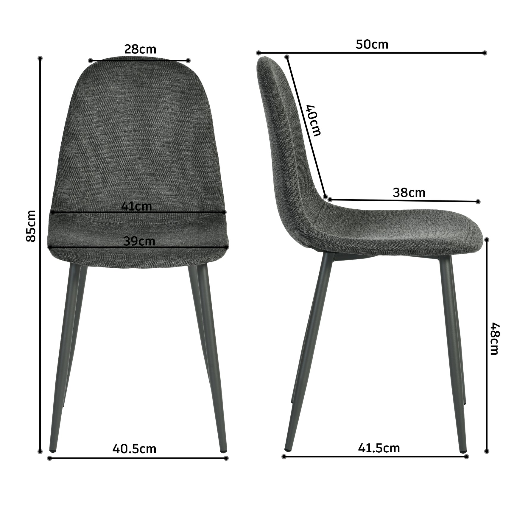 Set of 4 industrial dining chairs in suede - Charlton