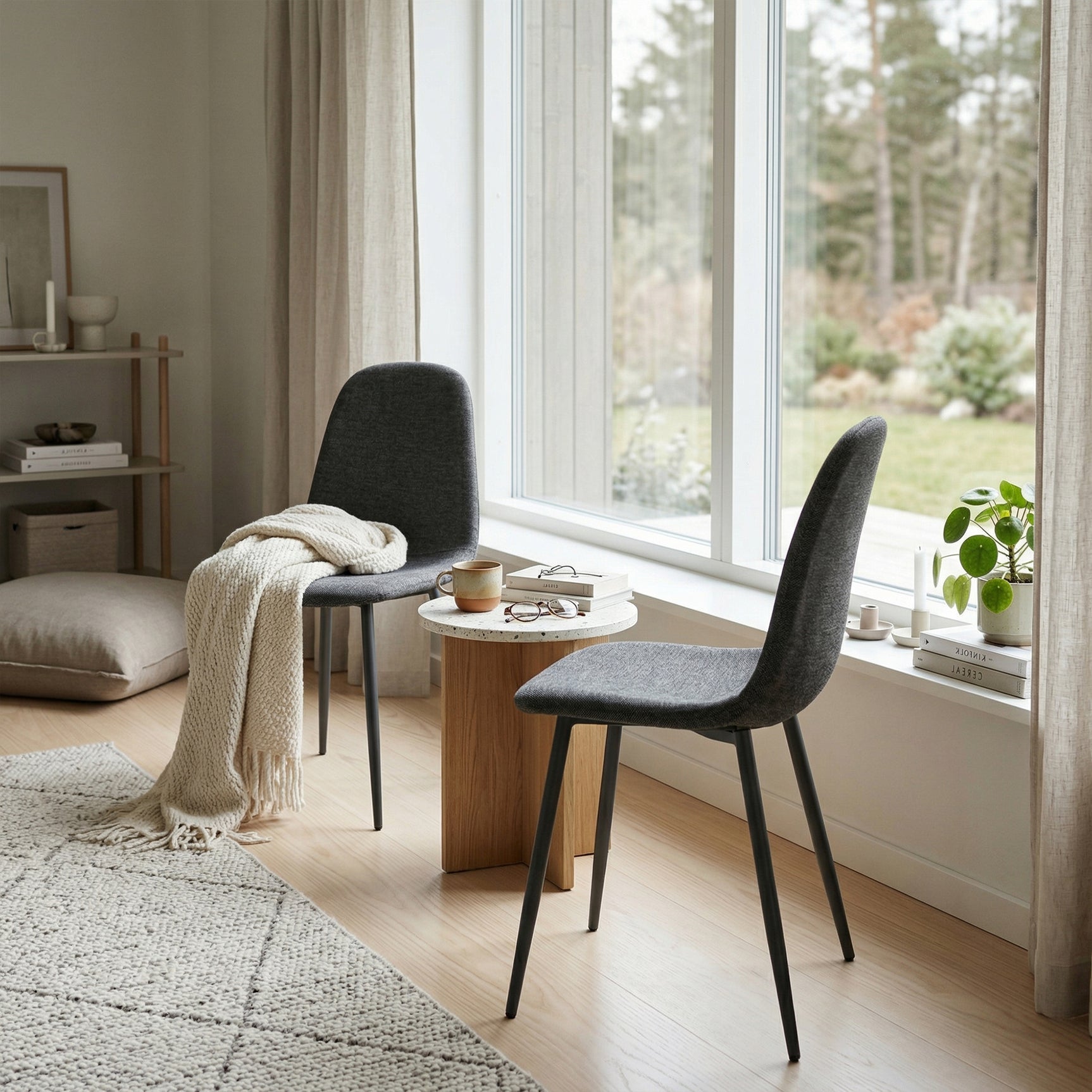 Set of 4 industrial dining chairs in suede - Charlton