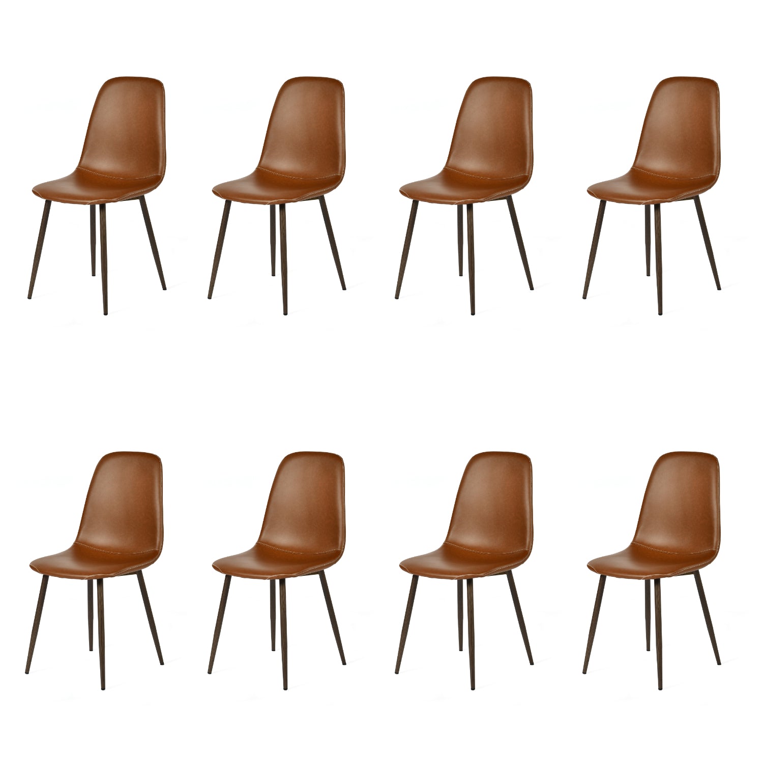 Lot de 8 chaises de salle à manger industriel en PU avec pieds en métal noir, marron - CHARLTON PU