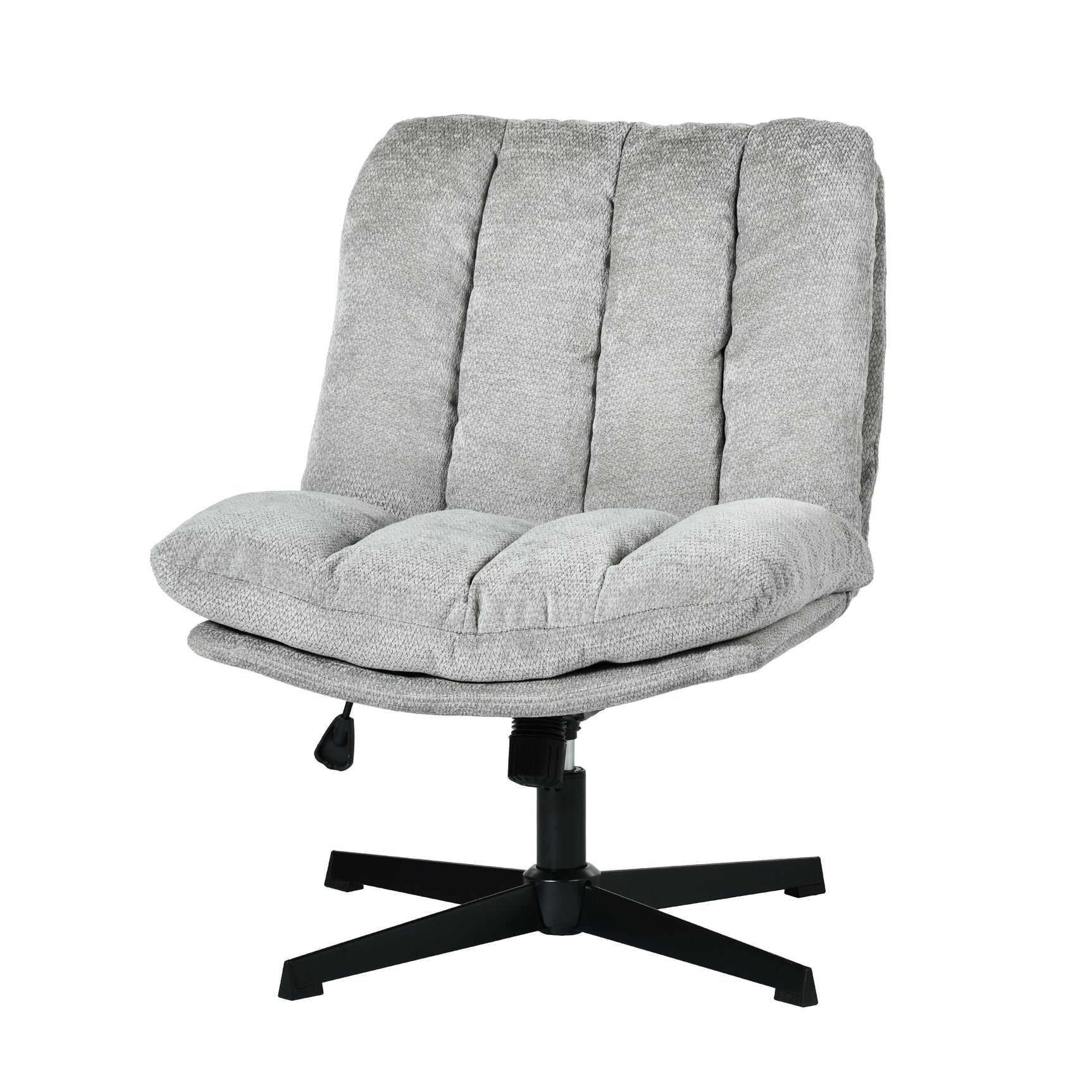 Fauteuil de relaxation réglable et pivotant avec accoudoirs et assise épaisse en chenille gris - CONFOD