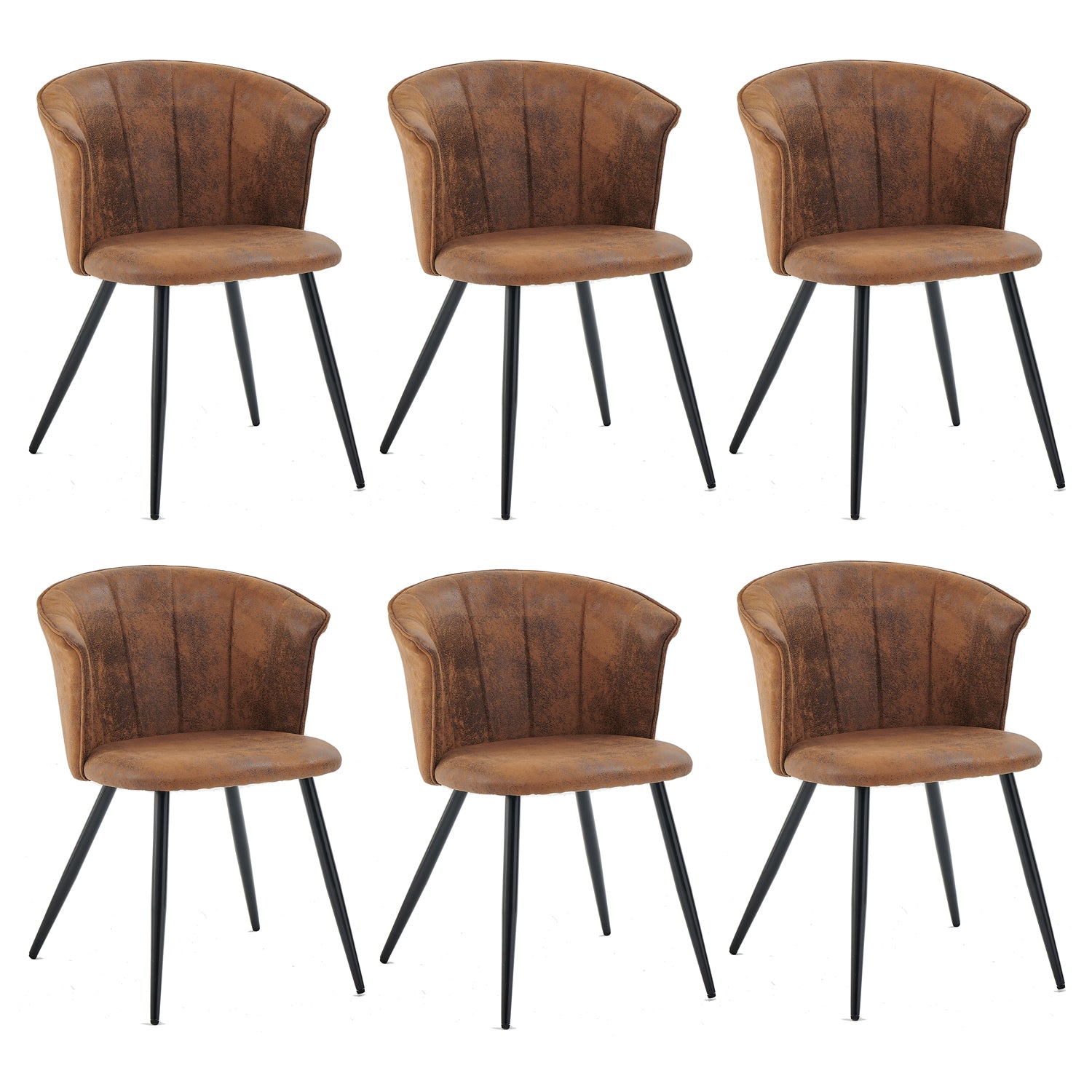 Set of 6 industrial dining room armchairs with suede armrests - DONCIC