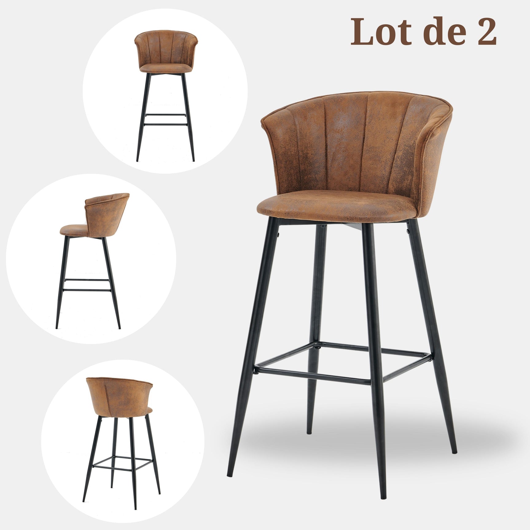 Set of 6 industrial bar stools with armrests and Sweden file - Dononic Bar