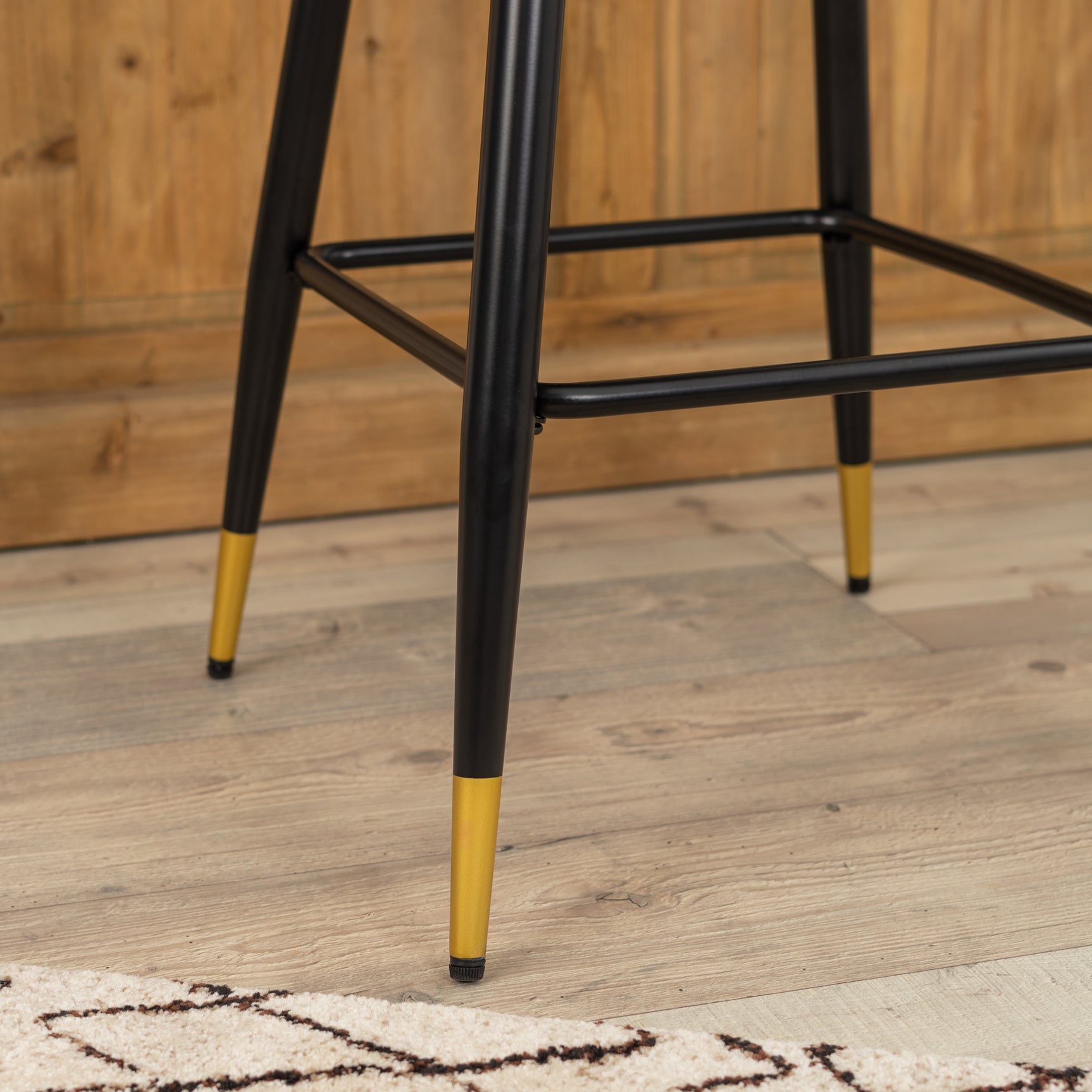 Set of 2 industrial bar stools with suede back - CHARLTON BAR