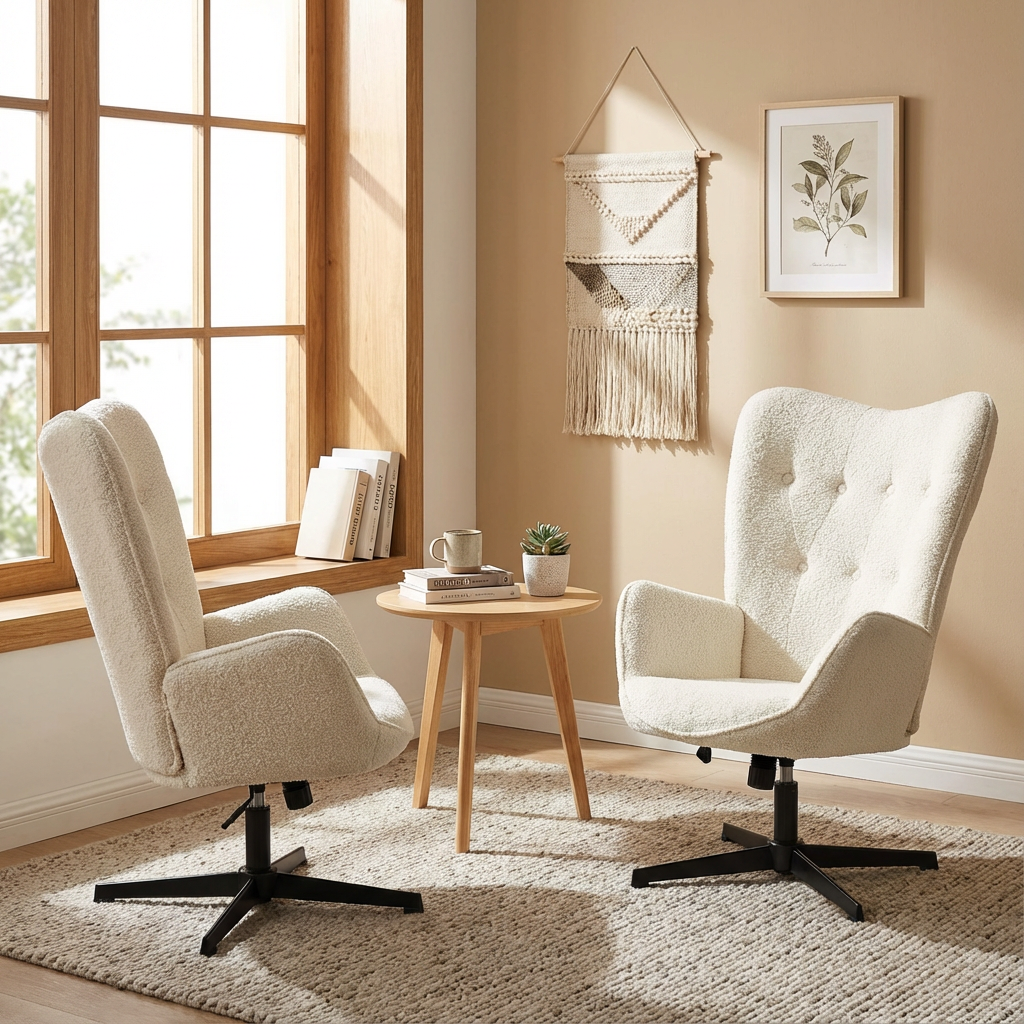 Einstellbare ergonomische Büro -Sessel mit Stoff Armlehnen weiße Schleife - Thomasina