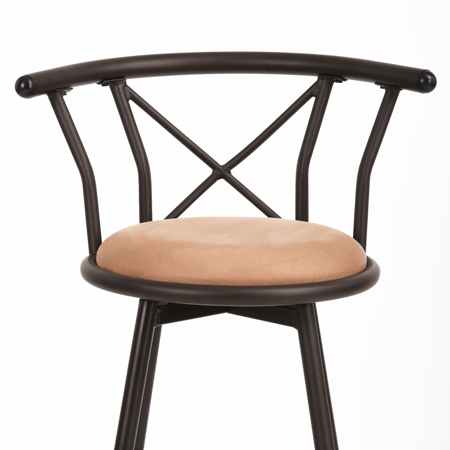 Lot de 6 tabourets de bar industriels pivotants avec dossier en tissu marron - HAILEY 24