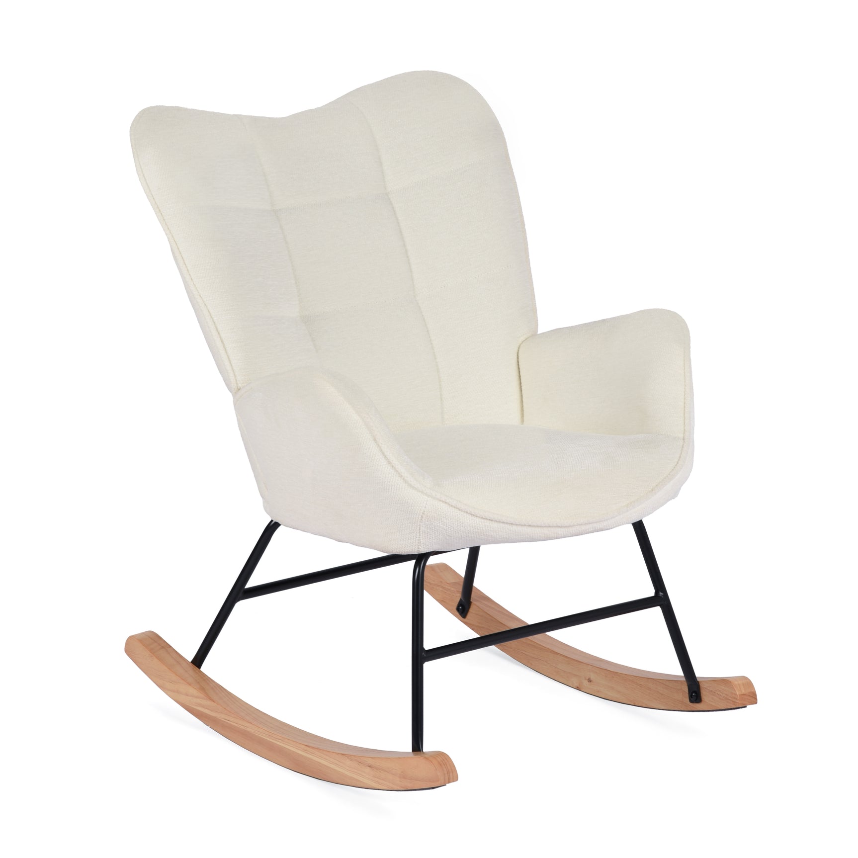 Scandinavian breastfeeding armchair with armrests in white caterpillars with stitching - kanas