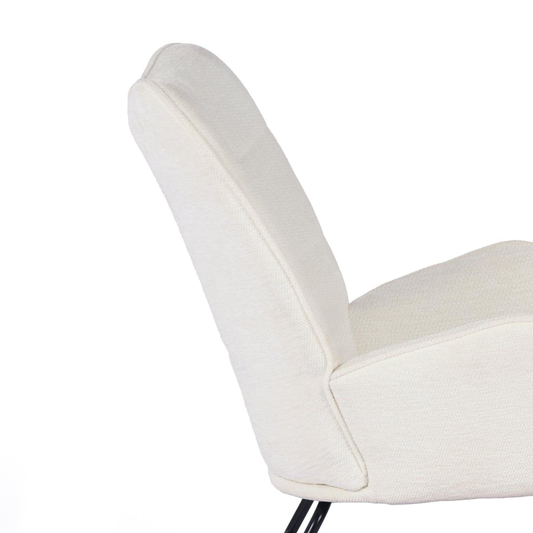 Scandinavian breastfeeding armchair with armrests in white caterpillars with stitching - kanas