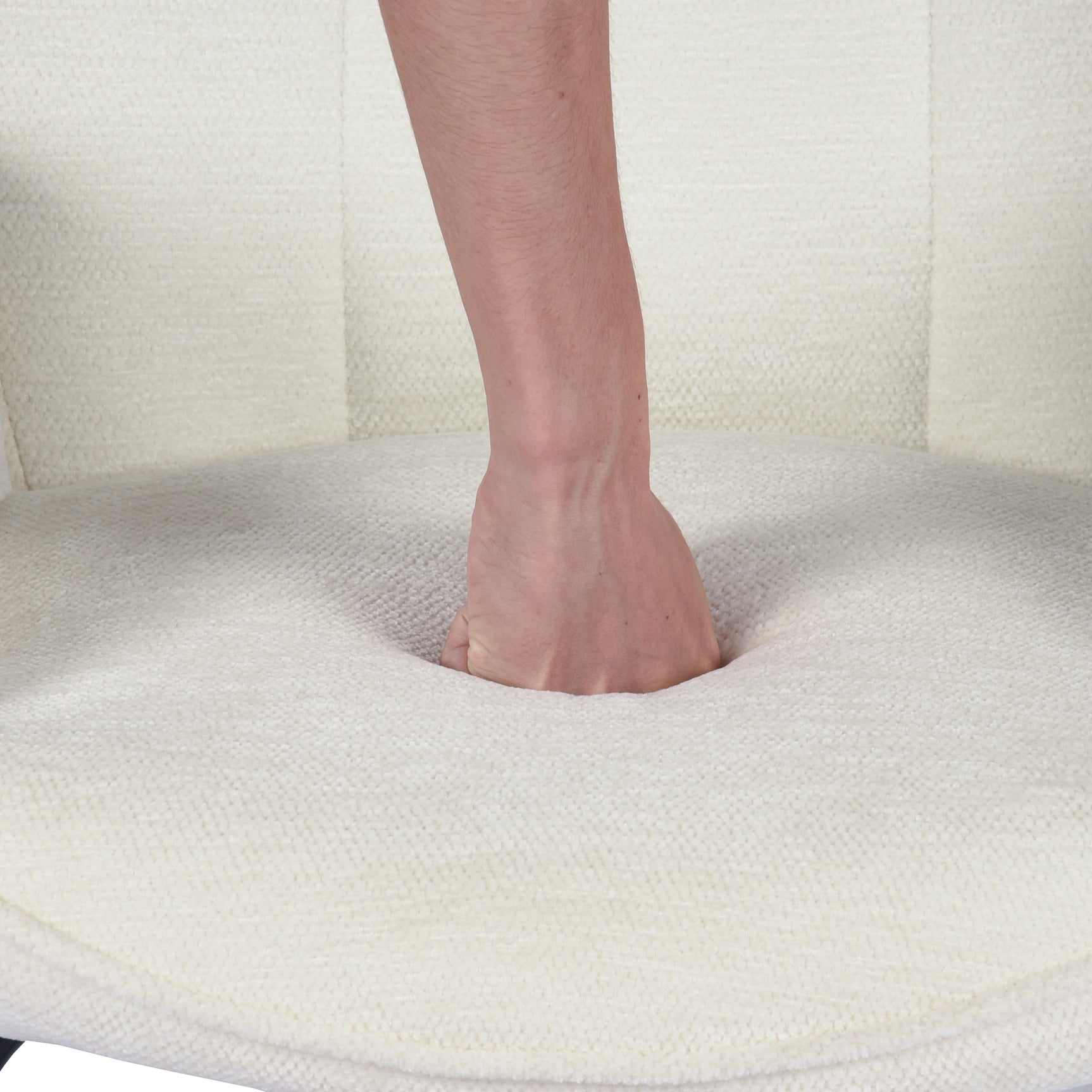 Scandinavian breastfeeding armchair with armrests in white caterpillars with stitching - kanas