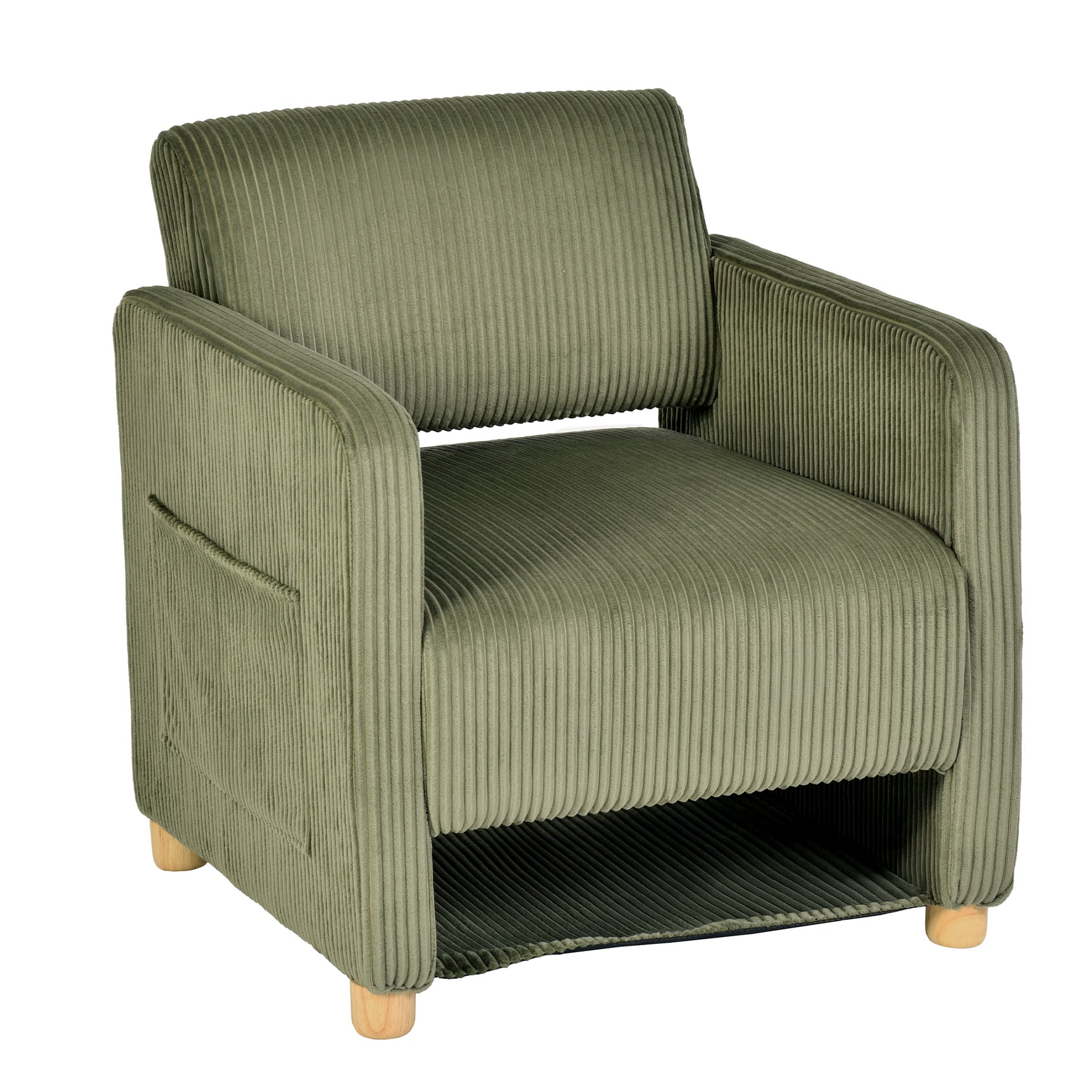 Lounge armchair with armrests in beige corduroy - DOMCO
