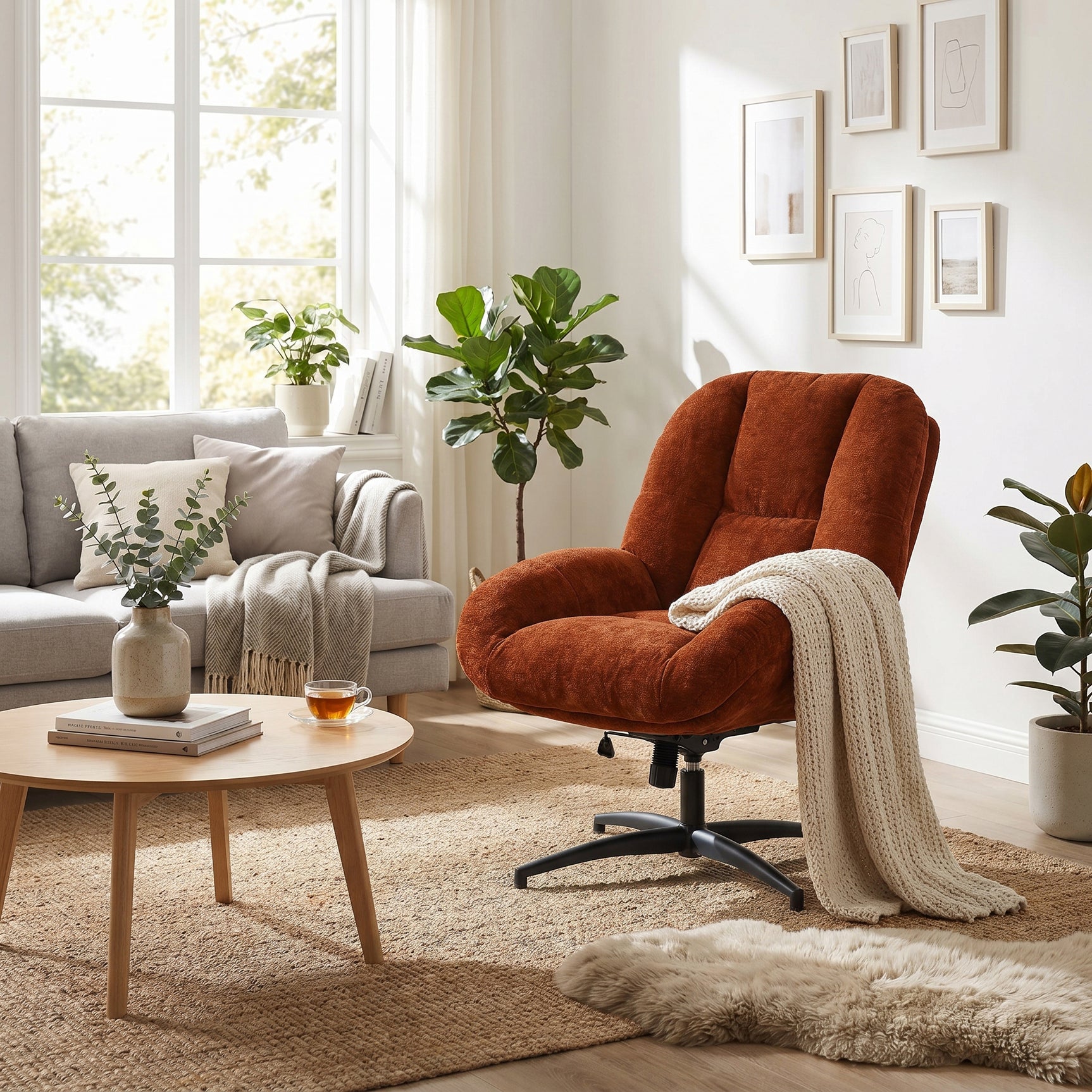 Einstellbare ergonomische Büro -Sessel mit Stoff Armlehnen weiße Schleife - Thomasina