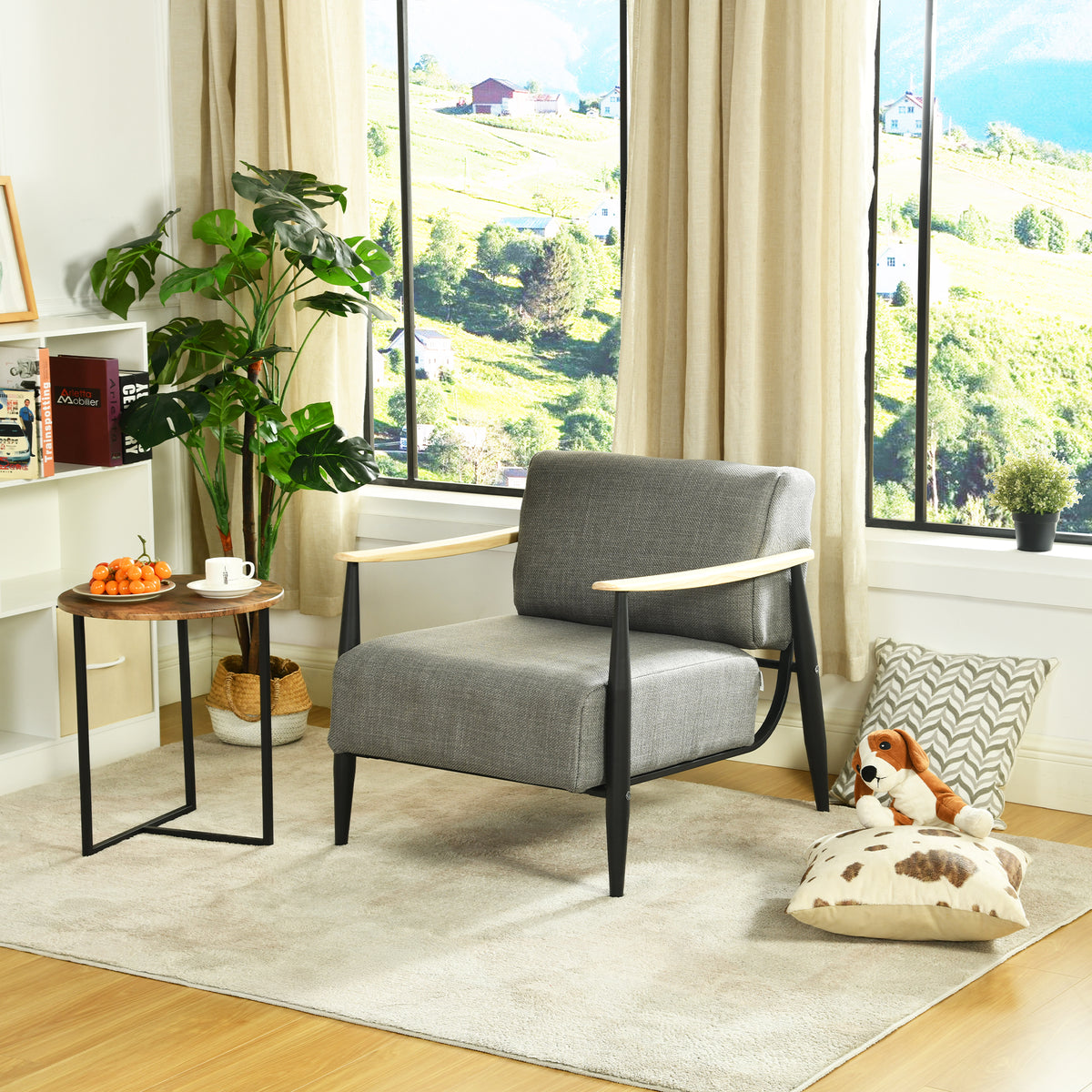 Fauteuil en tissu gris - MOLICA