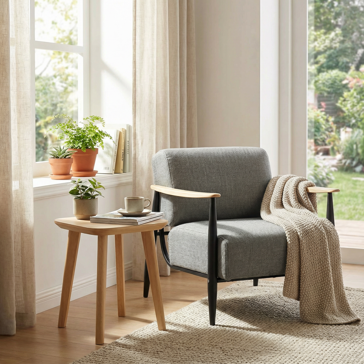 Fauteuil en tissu gris - MOLICA