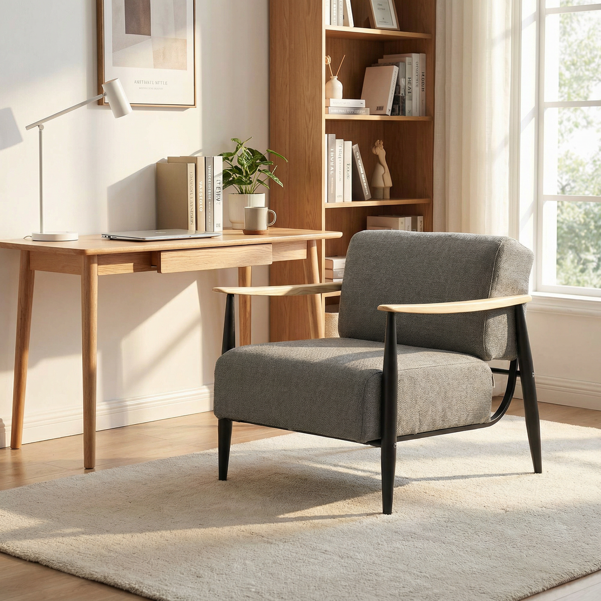 Fauteuil en tissu gris - MOLICA