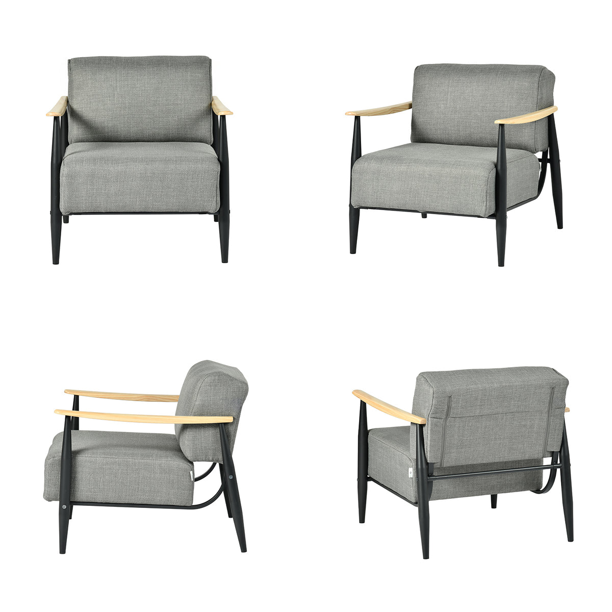 Fauteuil en tissu gris - MOLICA