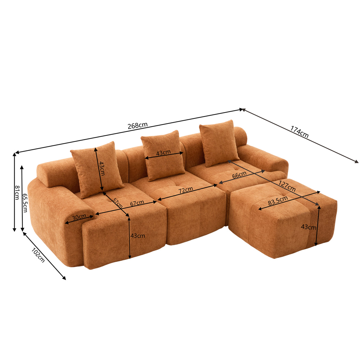 2-Sitzer-Schlafsofa aus dunkelgrauem Stoff mit Seitentaschen, modernes Schlafsofa